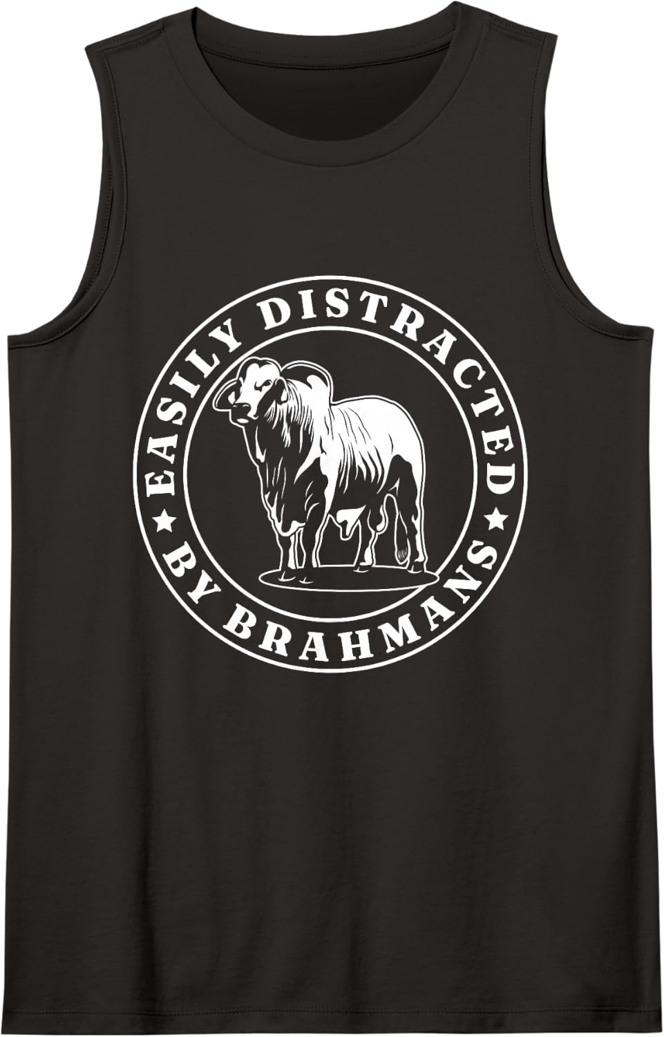 Distracted by Brahmans American Brahman Cow Livestock Cattle Sleeveless Tank Top - Black