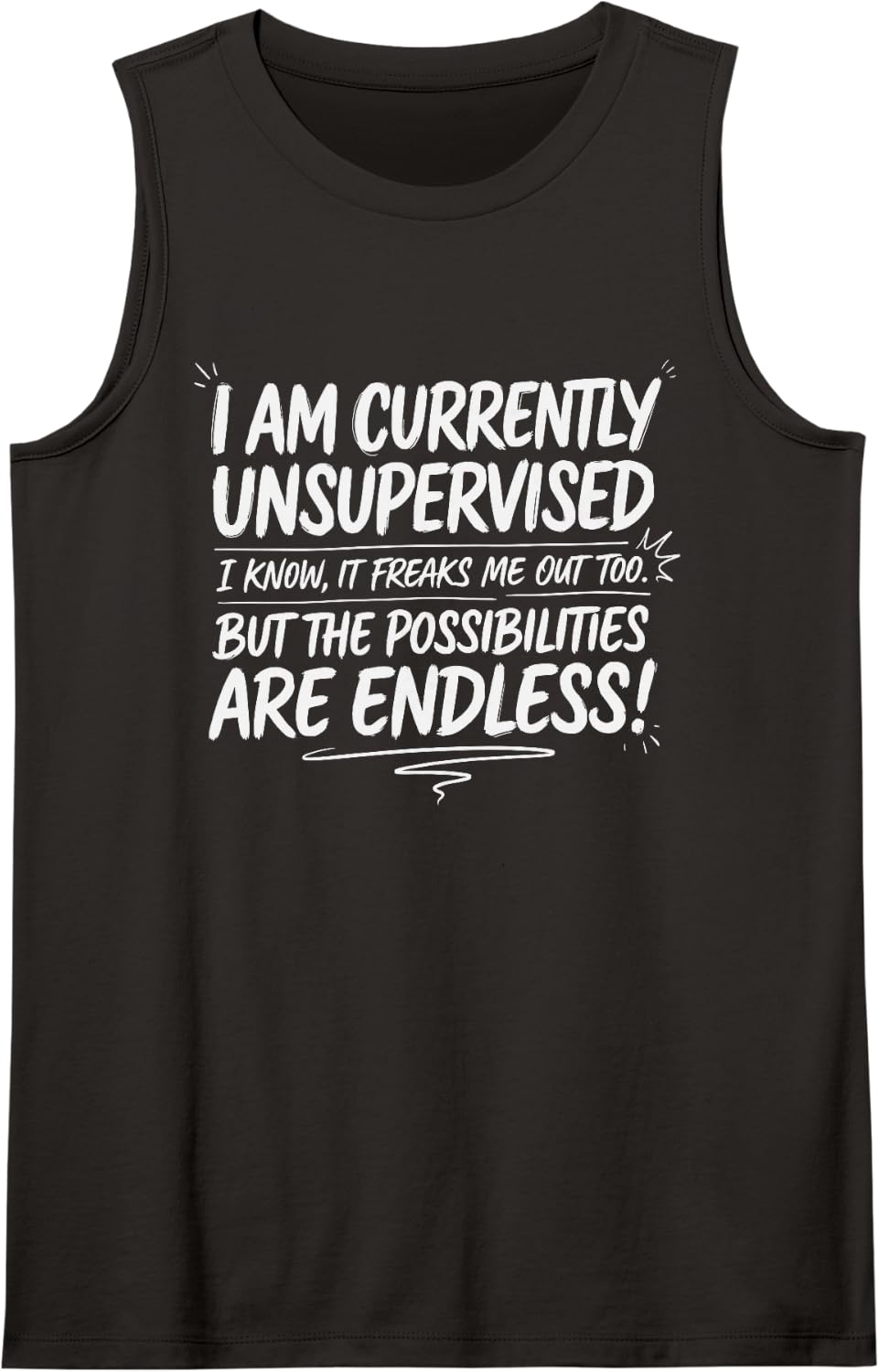 Funny Sarcastic Humor, I Am Currently Unsupervised Sleeveless Tank Top - Black