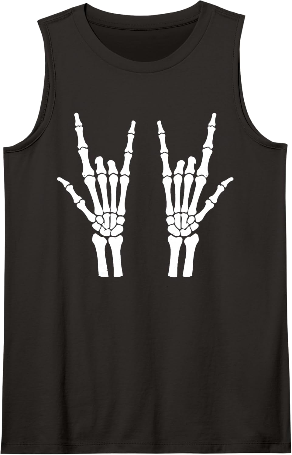 Heavy Metal Rock On Bones Skeleton Hands - Funny Halloween Sleeveless Tank Top - Black