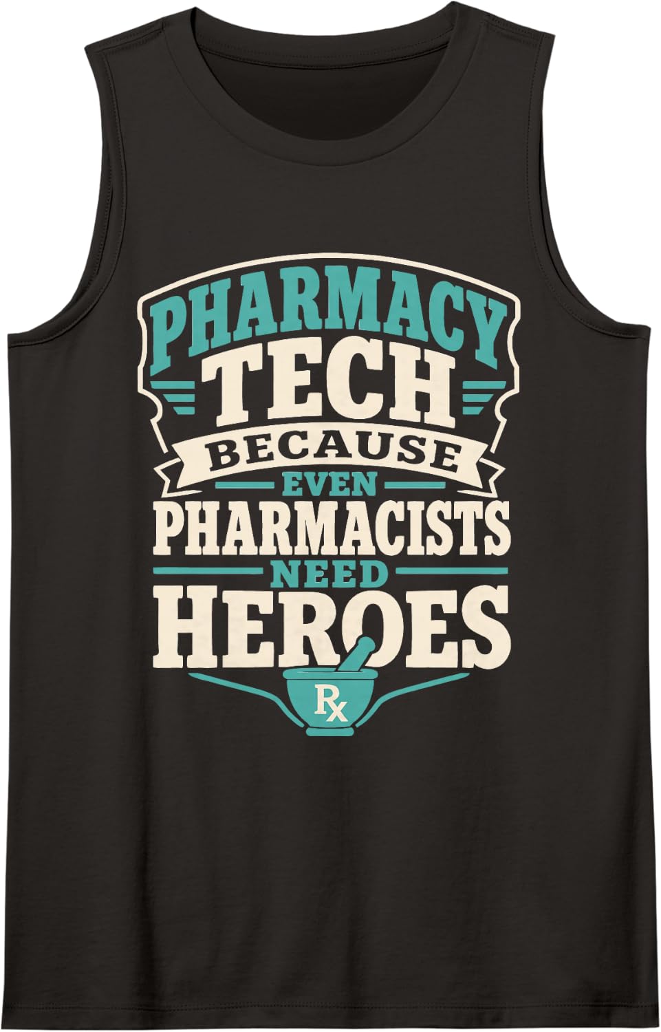 Funny Pharmacy Tech Rx Technician Pharmacy Sleeveless Tank Top - Black