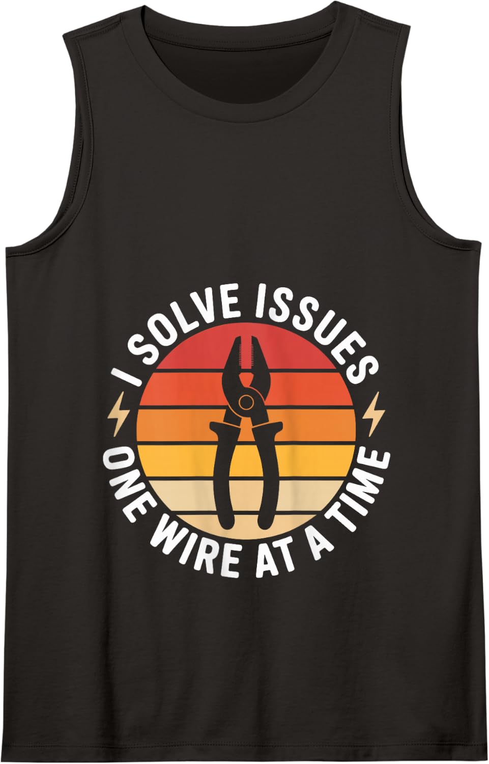 I Solve Issues One Wire At A Time Electrician Tank Top - Black