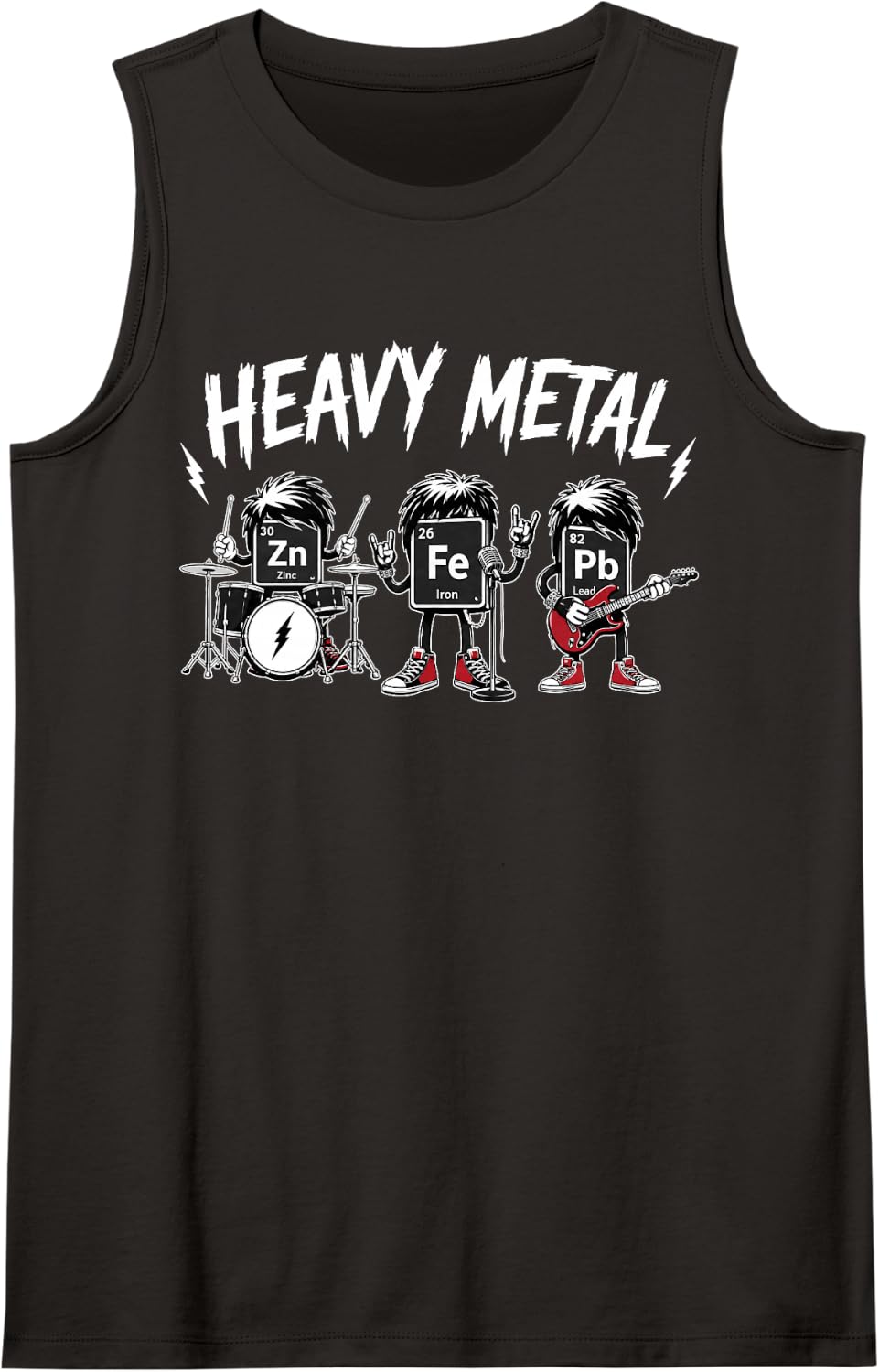 Heavy Metal Periodic Table Rock Band Concert Chemistry Humor Tank Top - Black