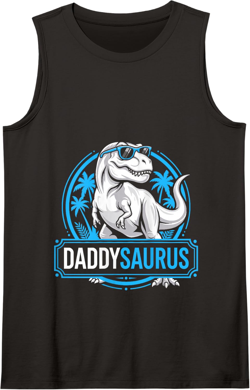 Daddysaurus Funny T Rex Dinosaur Family Father's Day Tank Top - Black