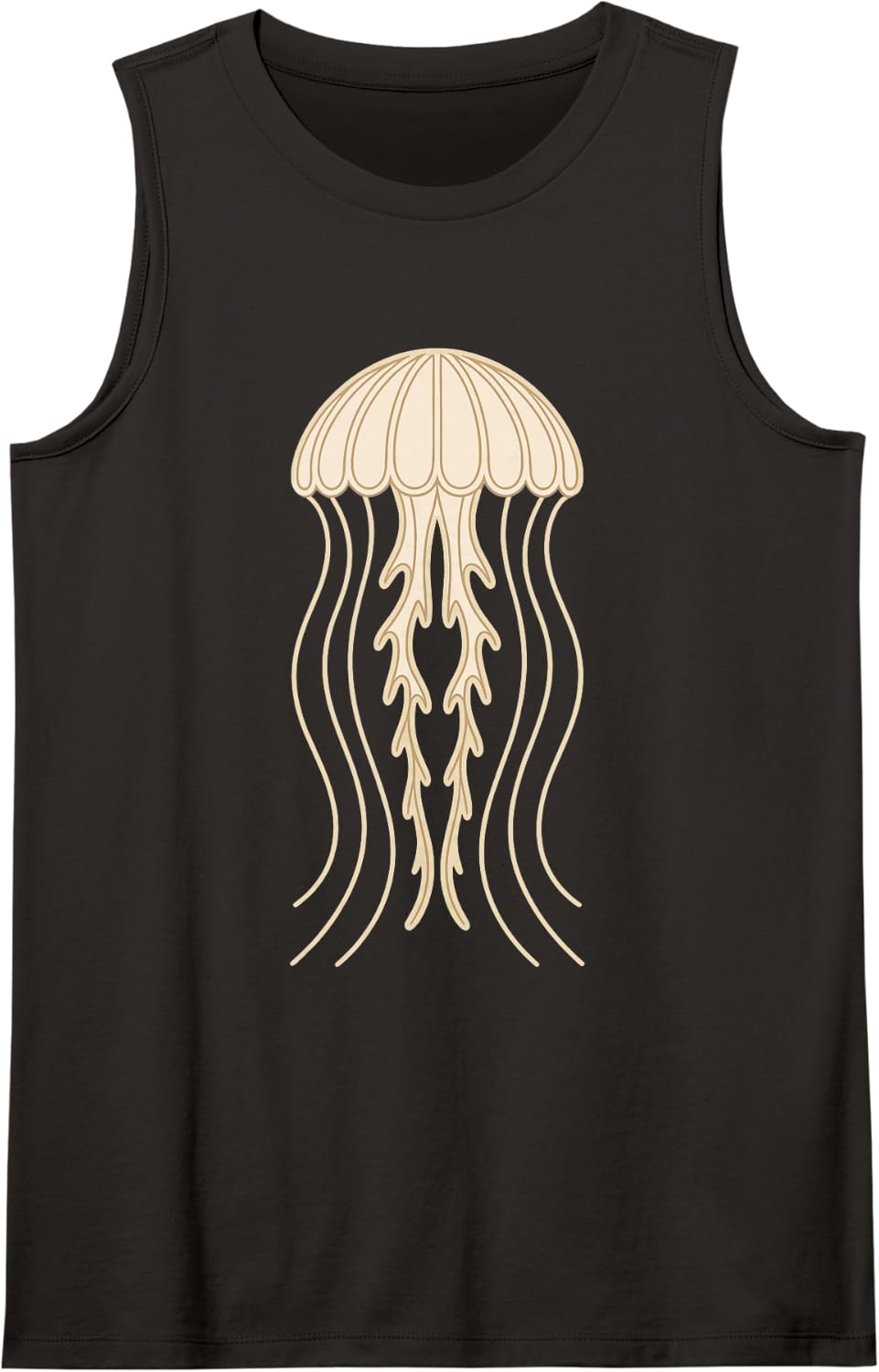 Minimalist Line Art Jellyfish Sea Creature Sleeveless Tank Top - Black