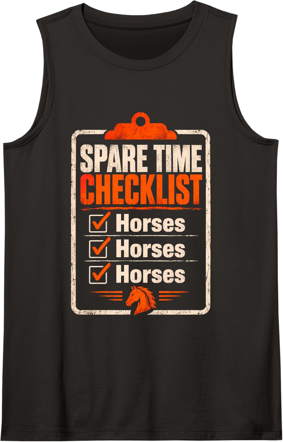 Spare Time Checklist Horses Equine Lover Tank Top - Black