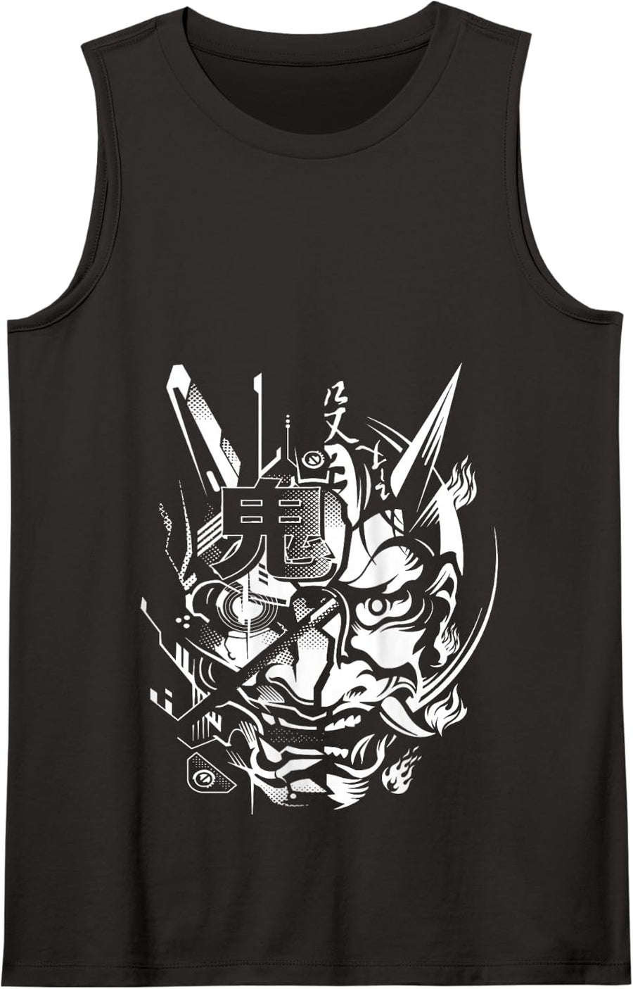 Black Cobra Japanese Oni Cyberpunk Samurai - Fun Techwear Vintage Retro Tank Top - Black
