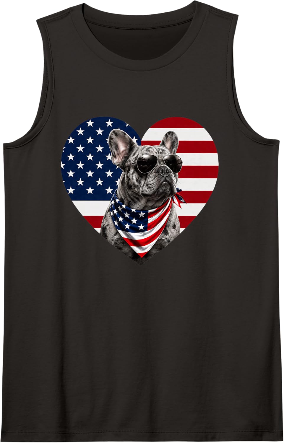 Merle French Bulldog American Flag Dog USA Pride Tank Top - Black
