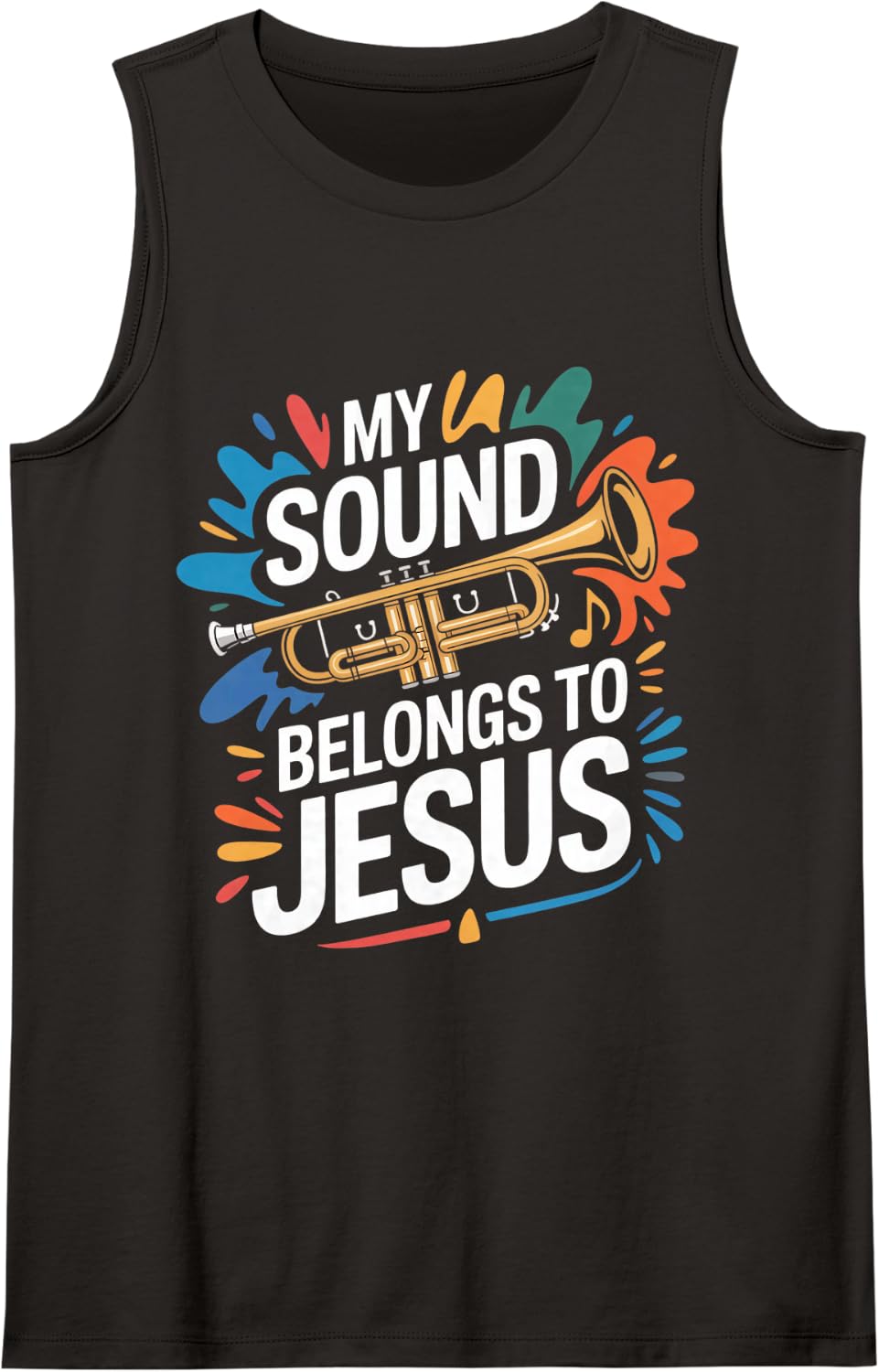 Christian Trumpet Player Jesus Christ Brass Band Trumpeter Sleeveless Tank Top - Black