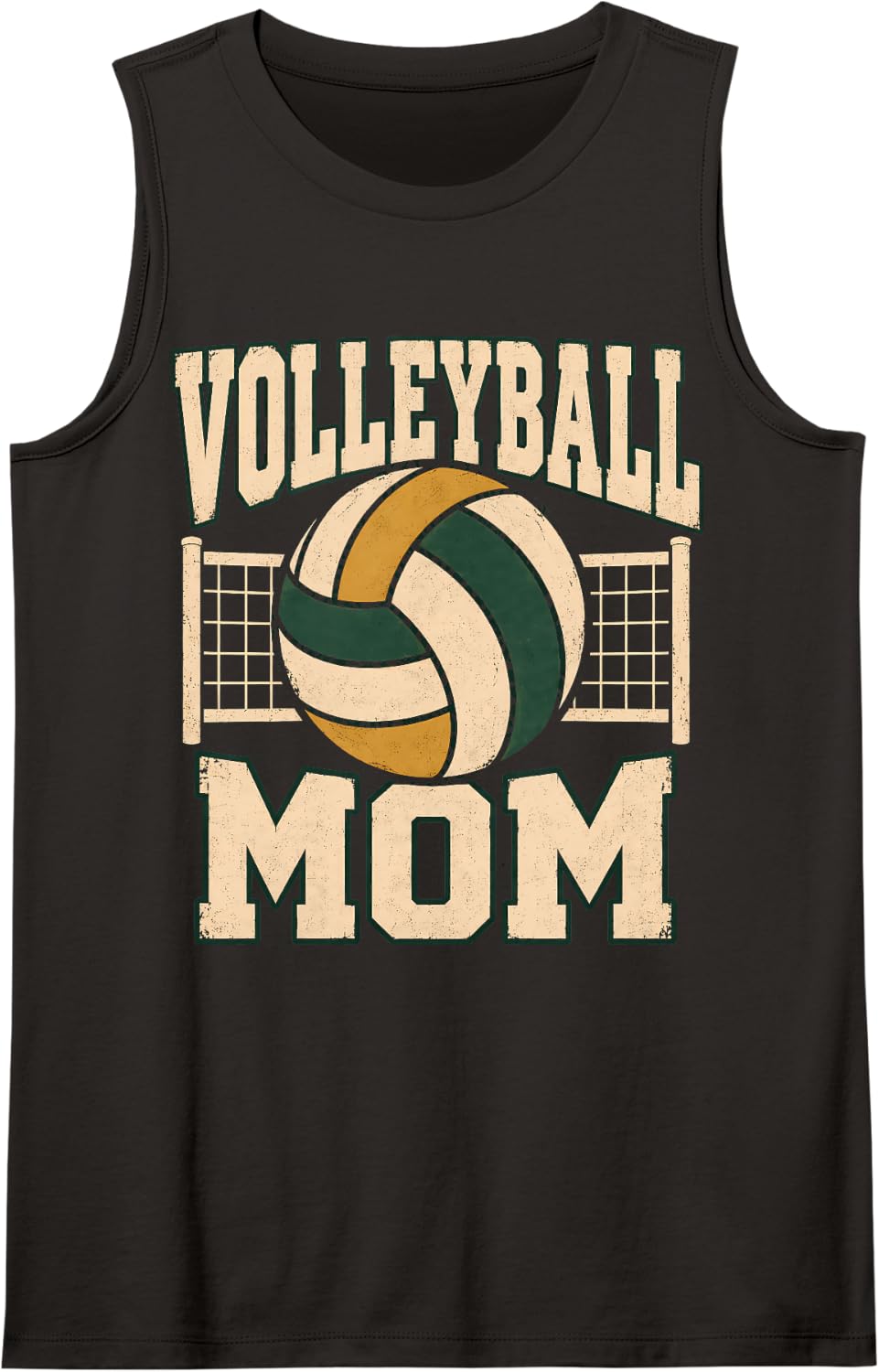 Volleyball Mom Court Support Sleeveless Tank Top - Black