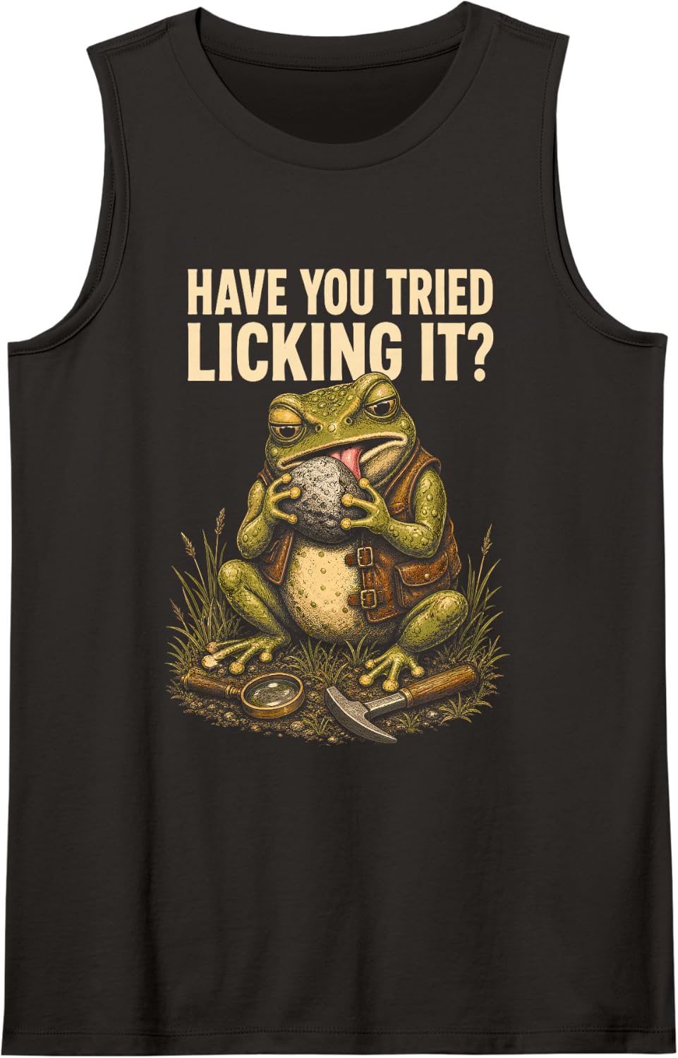 Frog Geologist Geology Rock Collecting Funny Sleeveless Tank Top - Black