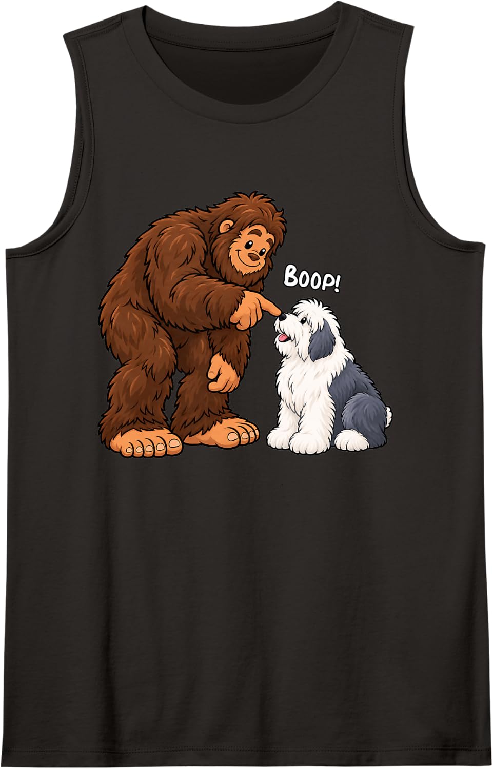 Bigfoot Boop Old English Sheepdog Funny Dog Lover Sleeveless Tank Top - Black