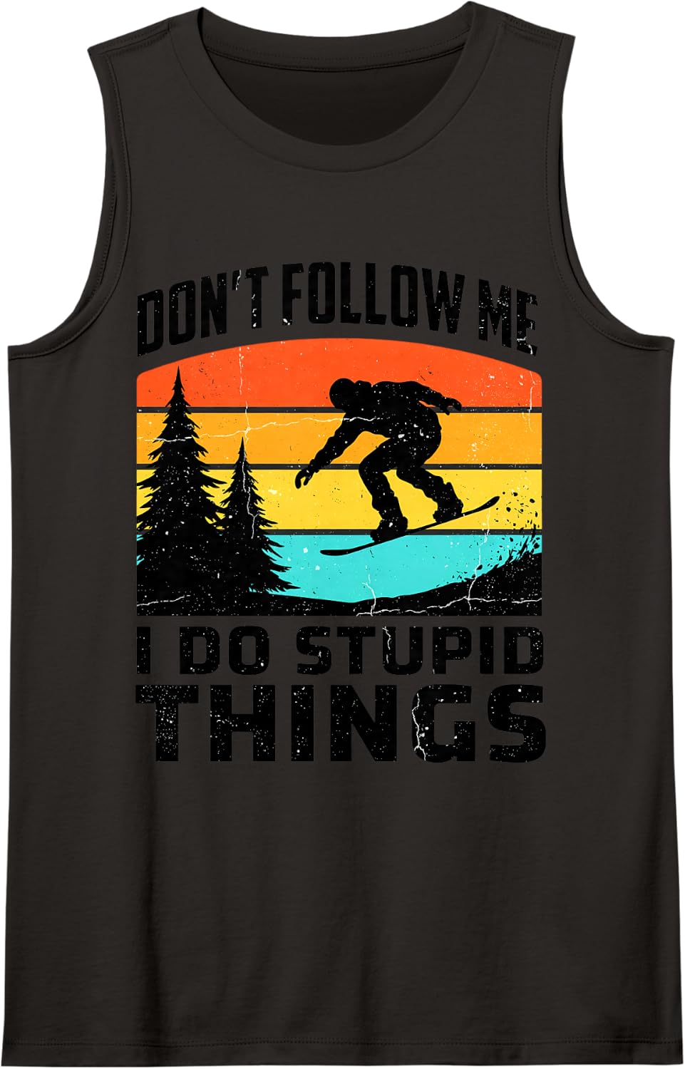 Retro Snowboarding Snowboarder Winter Mountain Snow Sport Tank Top - Black