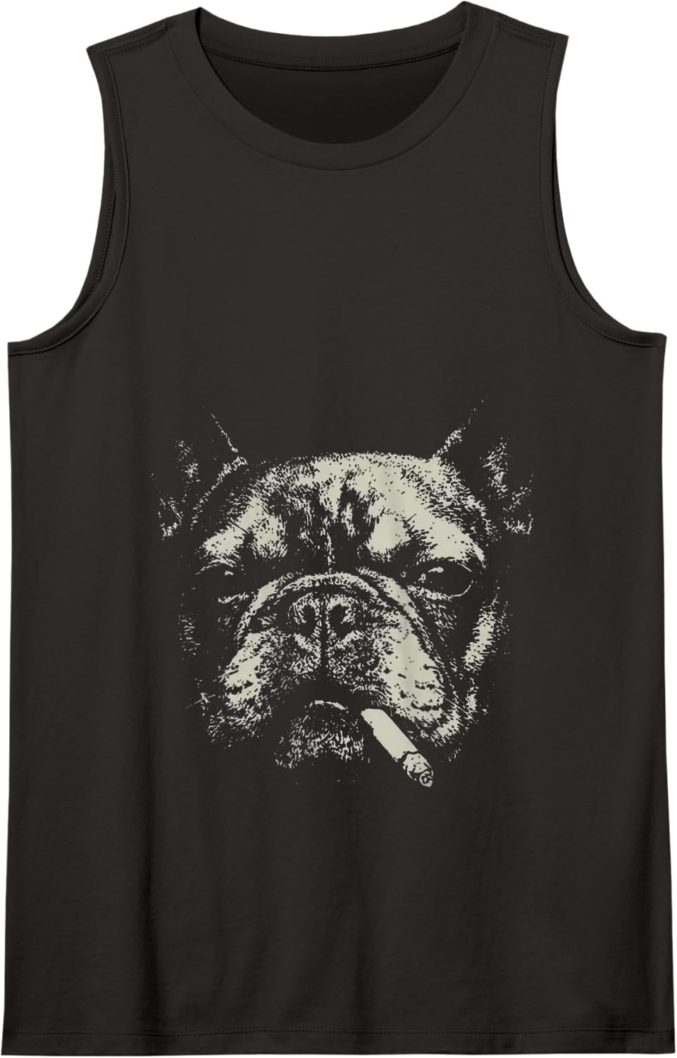 Dog Smoking Cigarette Funny French Bulldog Meme Tank Top - Black