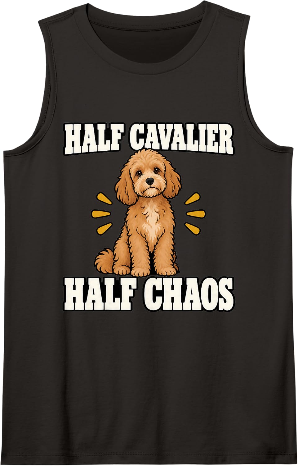 Cavapoo Half Cavalier Half Chaos Breed Lover Funny Doodle Sleeveless Tank Top - Black