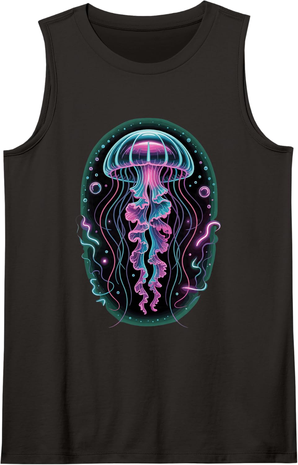 Bioluminescent Jellyfish Sea Creature Glow Sleeveless Tank Top - Black