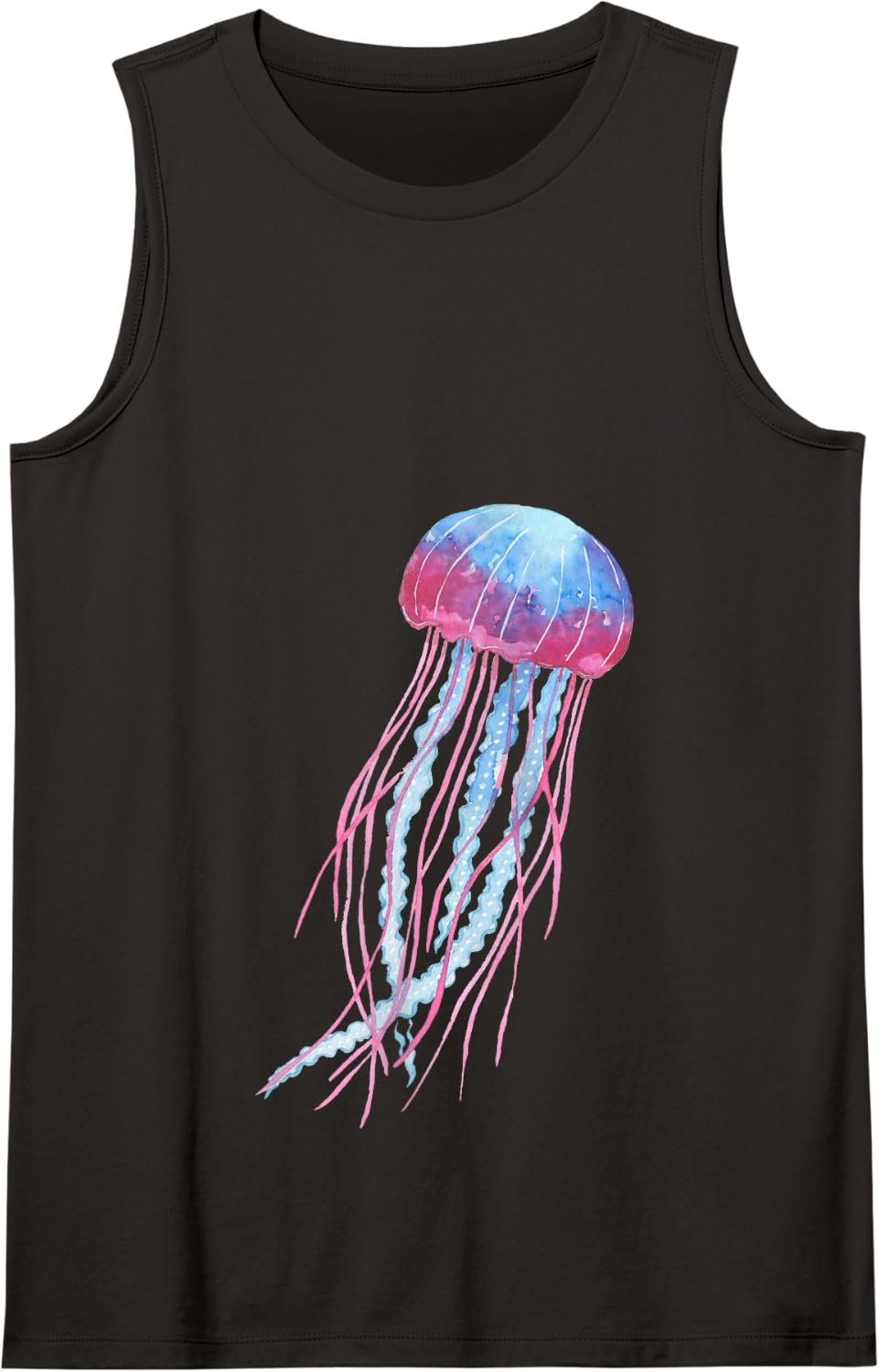 Ethereal Jellyfish Watercolor Trippy Graphic Art Tank Top - Black