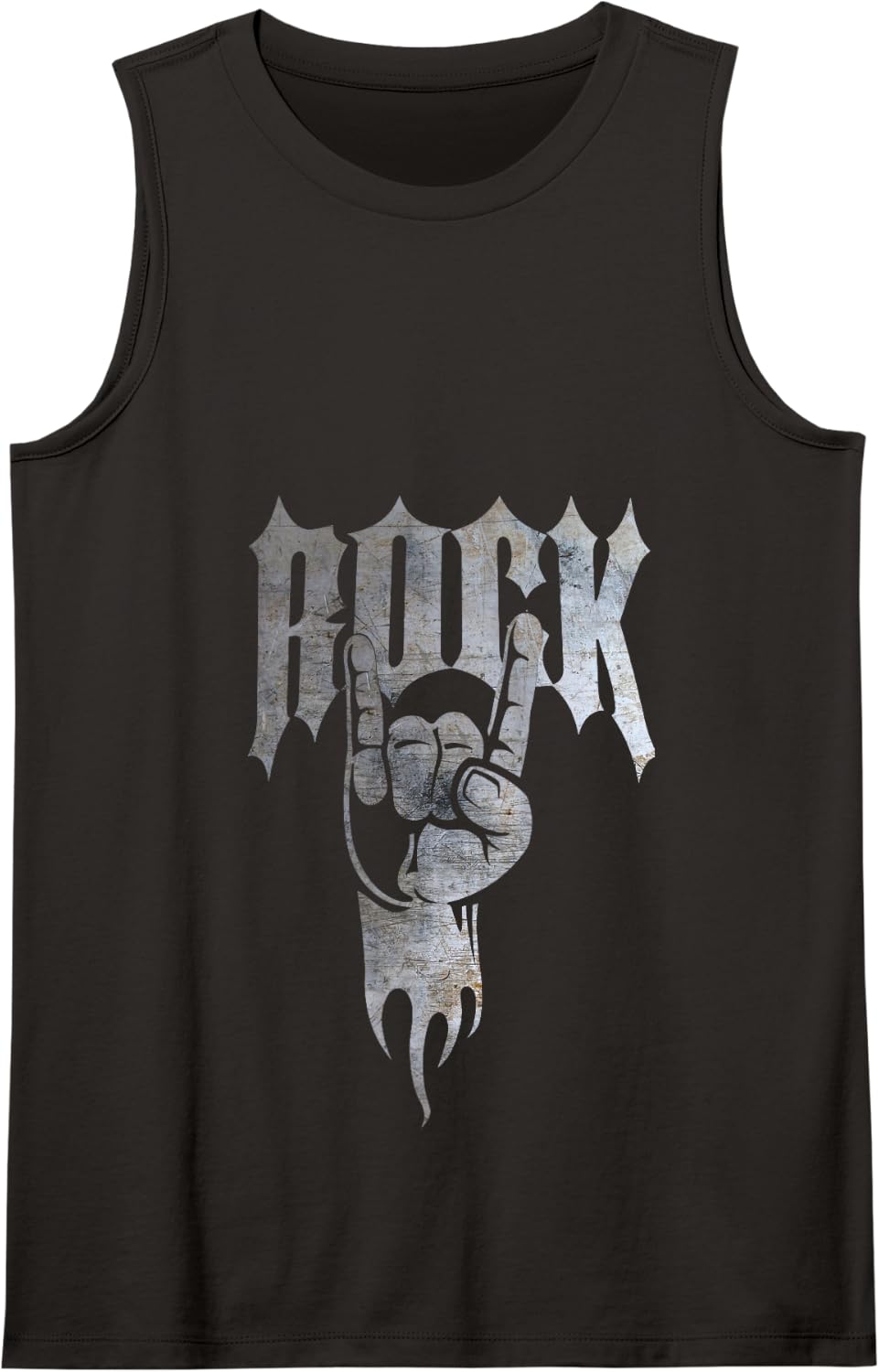 Distressed Metal 80's Rocker Tank Top - Black