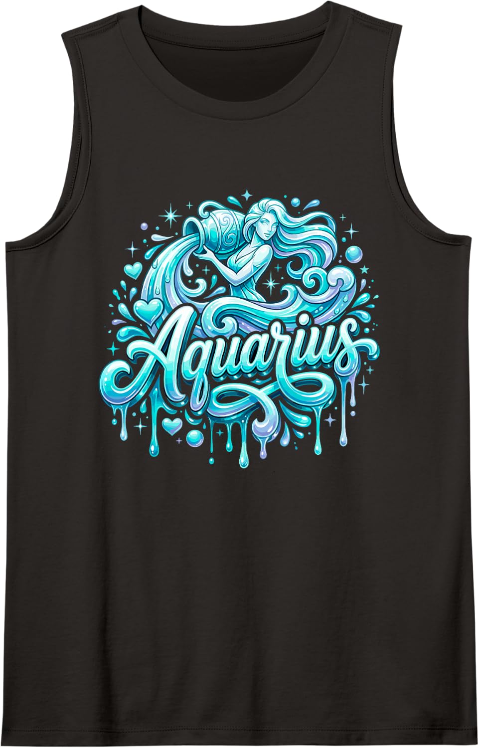 Aquarius Zodiac Sign Astrology Horoscope Astrological Symbol Tank Top - Black