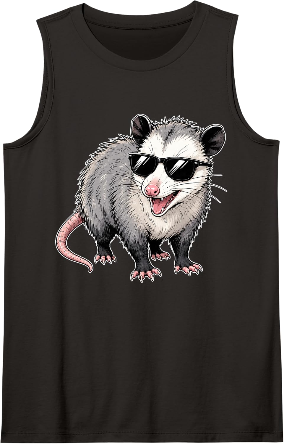 Opossum Possum Wearing Sunglasses Funny Graphic Tank Top - Black