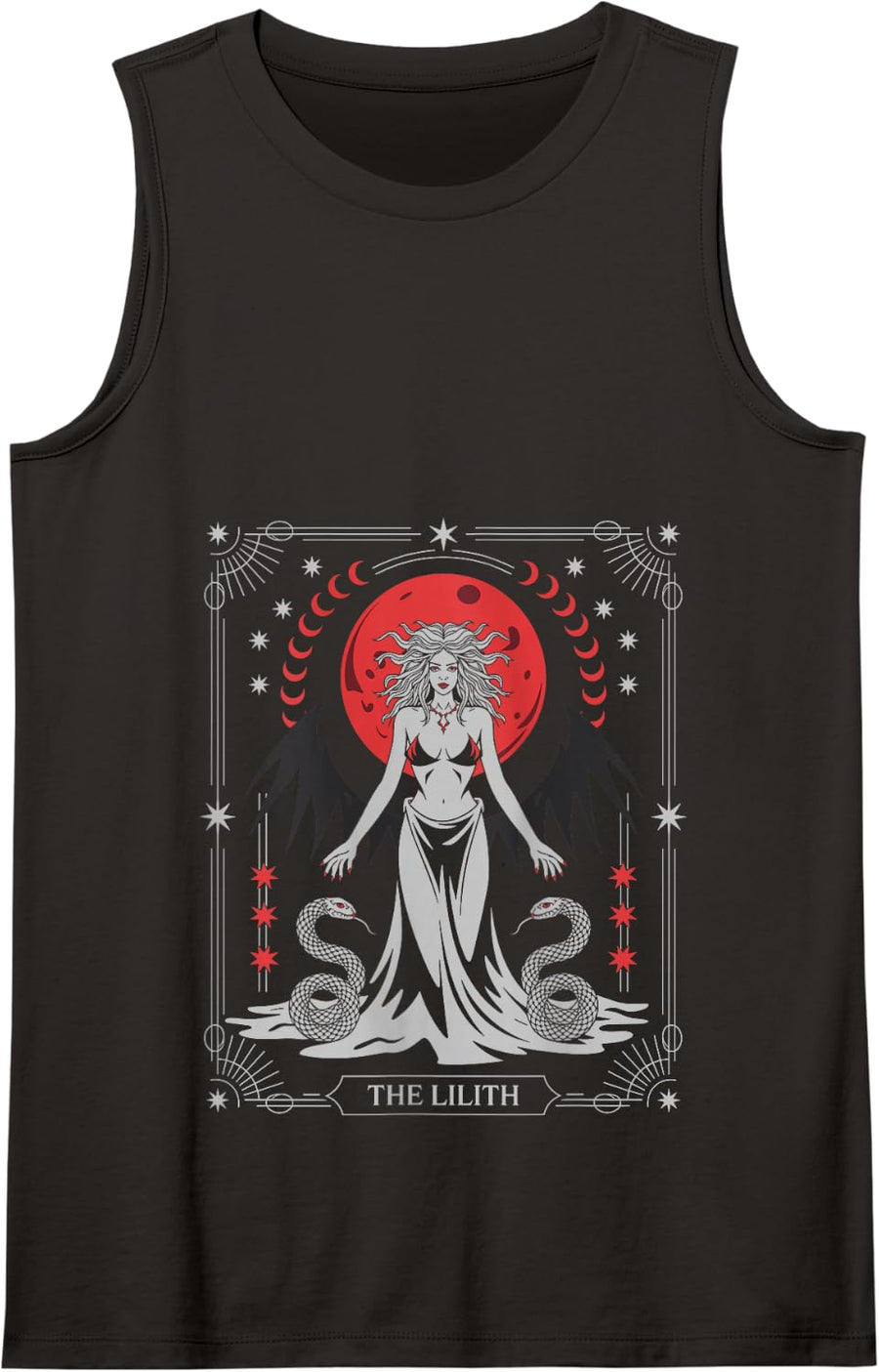 Tarot Lilith Occult Gothic Witchcore Tank Top - Black