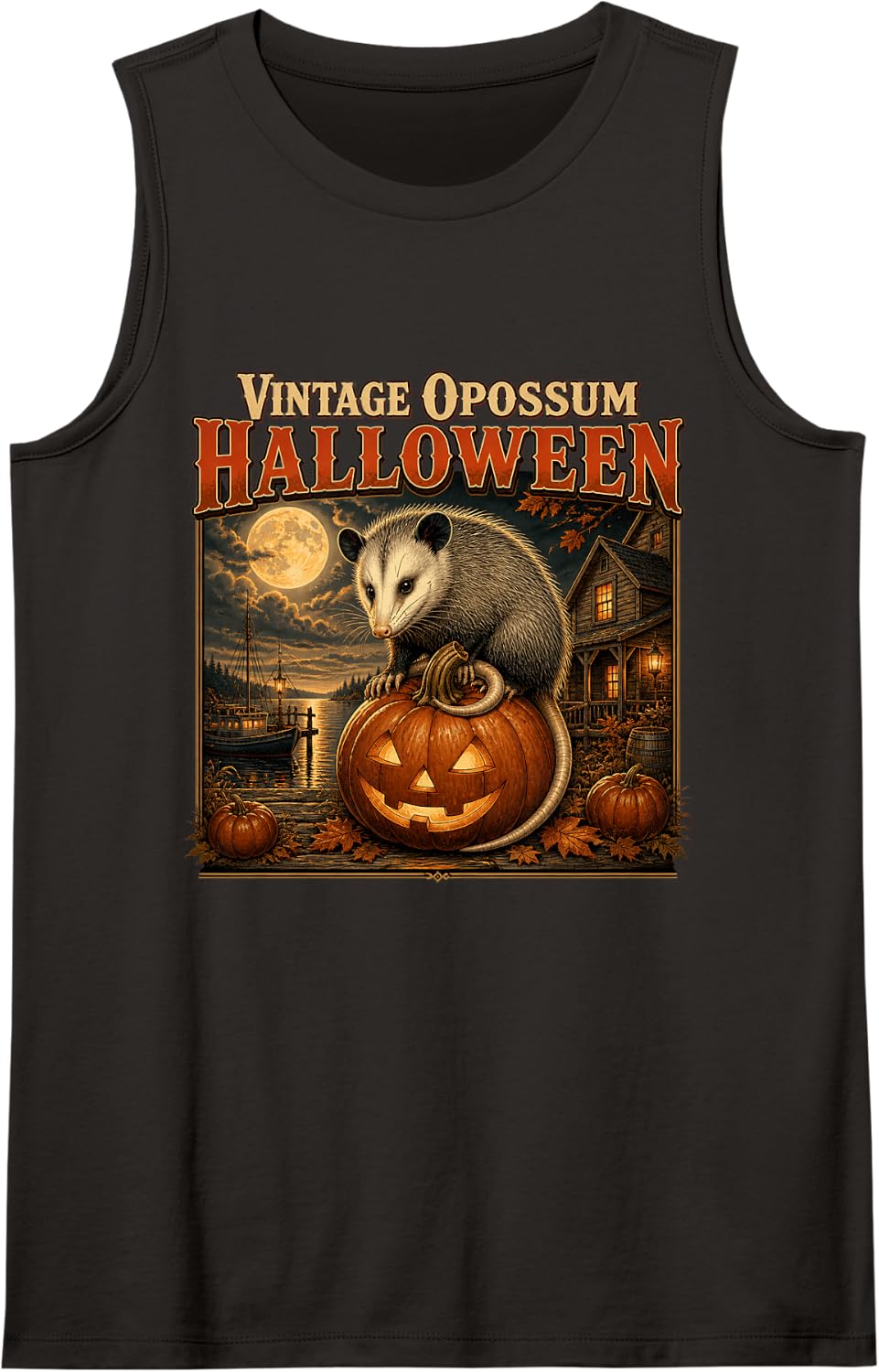 Vintage Opossum Halloween Funny Opossum Possum Lover Sleeveless Tank Top - Black