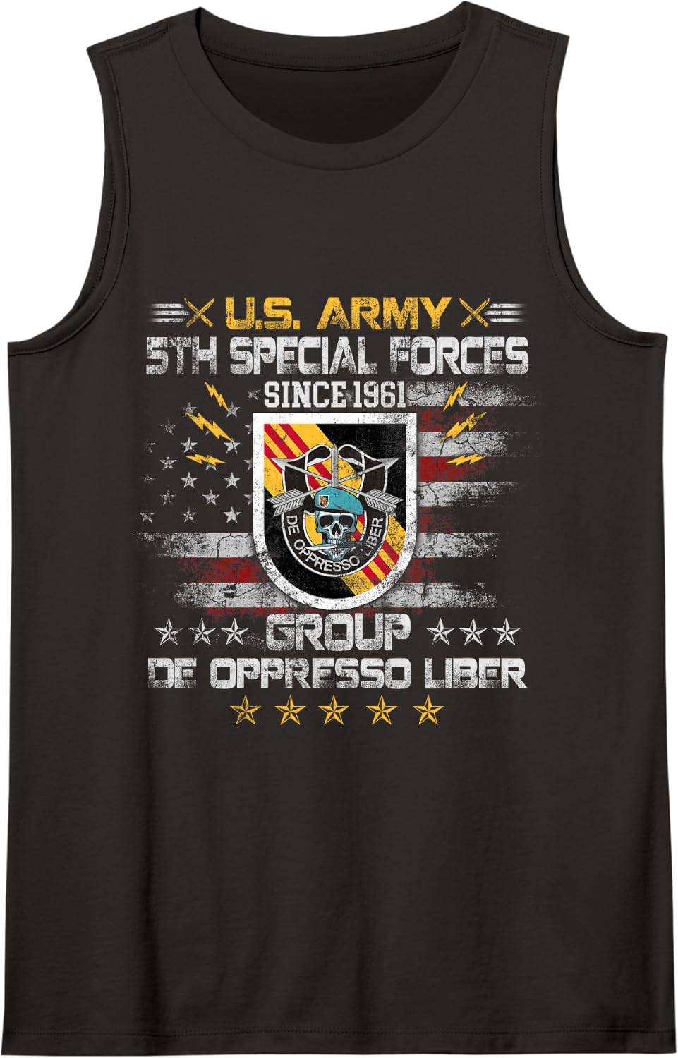 5th Special Forces Group Veteran 5th SFG 4th of July Men's Sleeveless Tank Top - Black