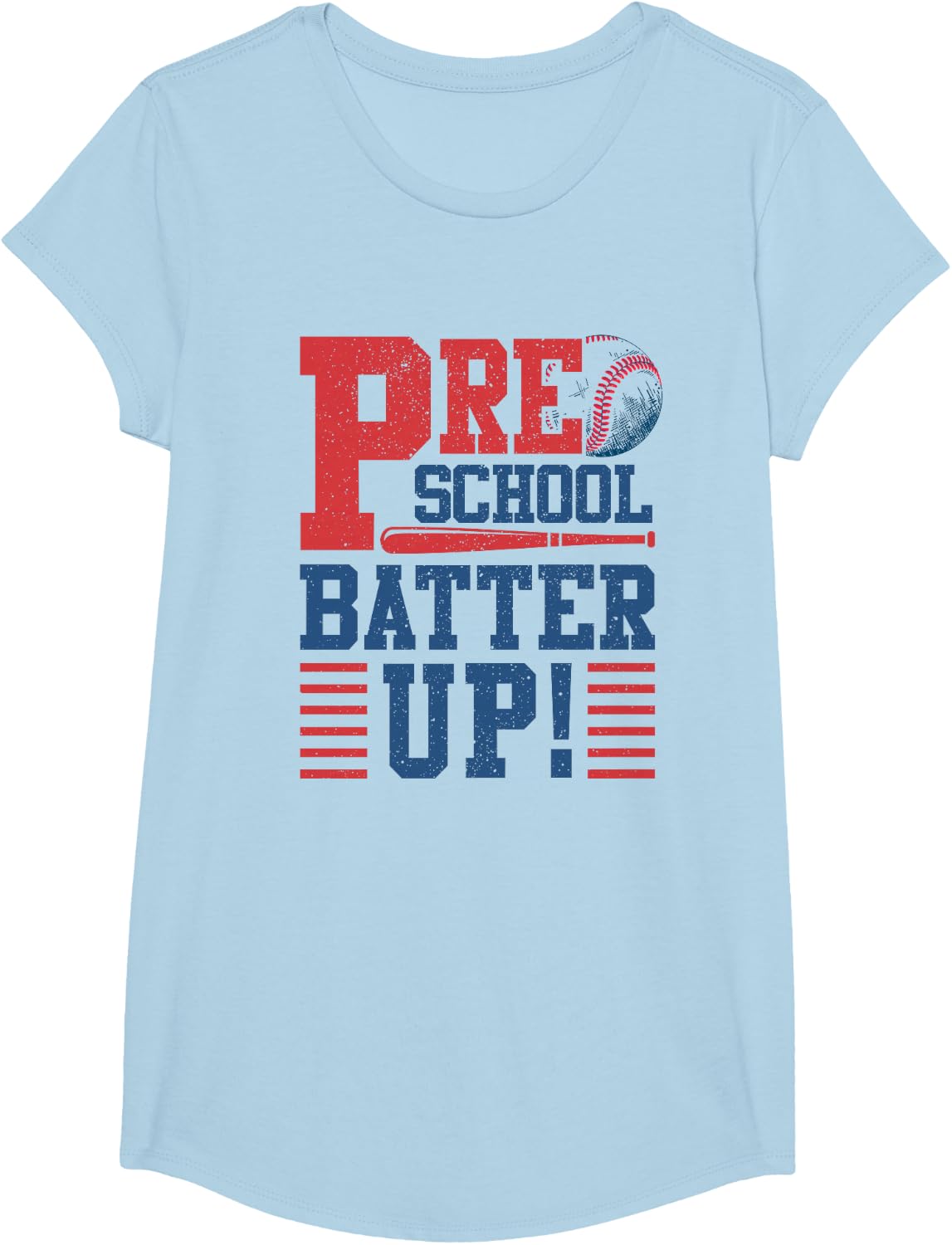 Baseball Preschool Back To School Preschool Batter Up T-Shirt - Girls Baby Blue