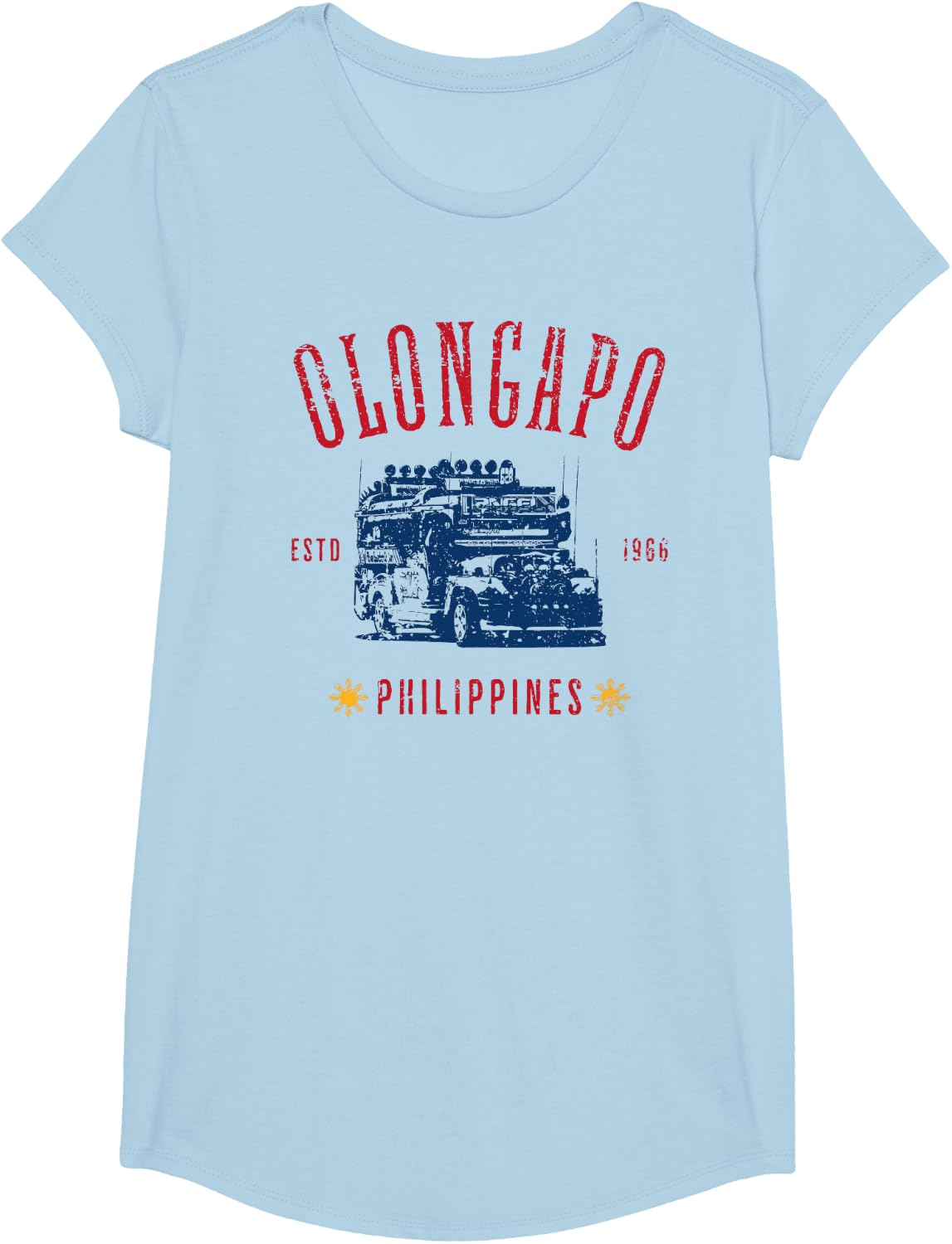Olongapo Philippines Estd 1966 Distressed Style Design T-Shirt - Girls Baby Blue