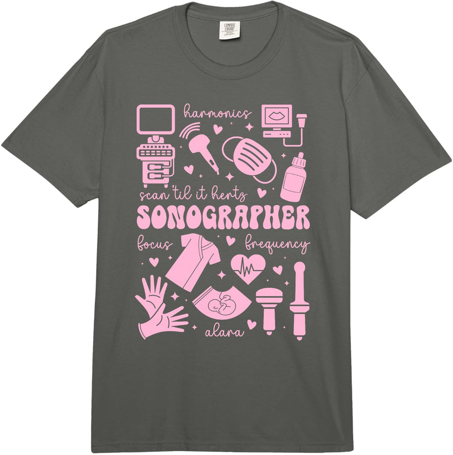 Groovy Sonographer Sonography Sonographers Comfort Colors Adult Heavyweight T-Shirt - Adult Unisex Dark Grey