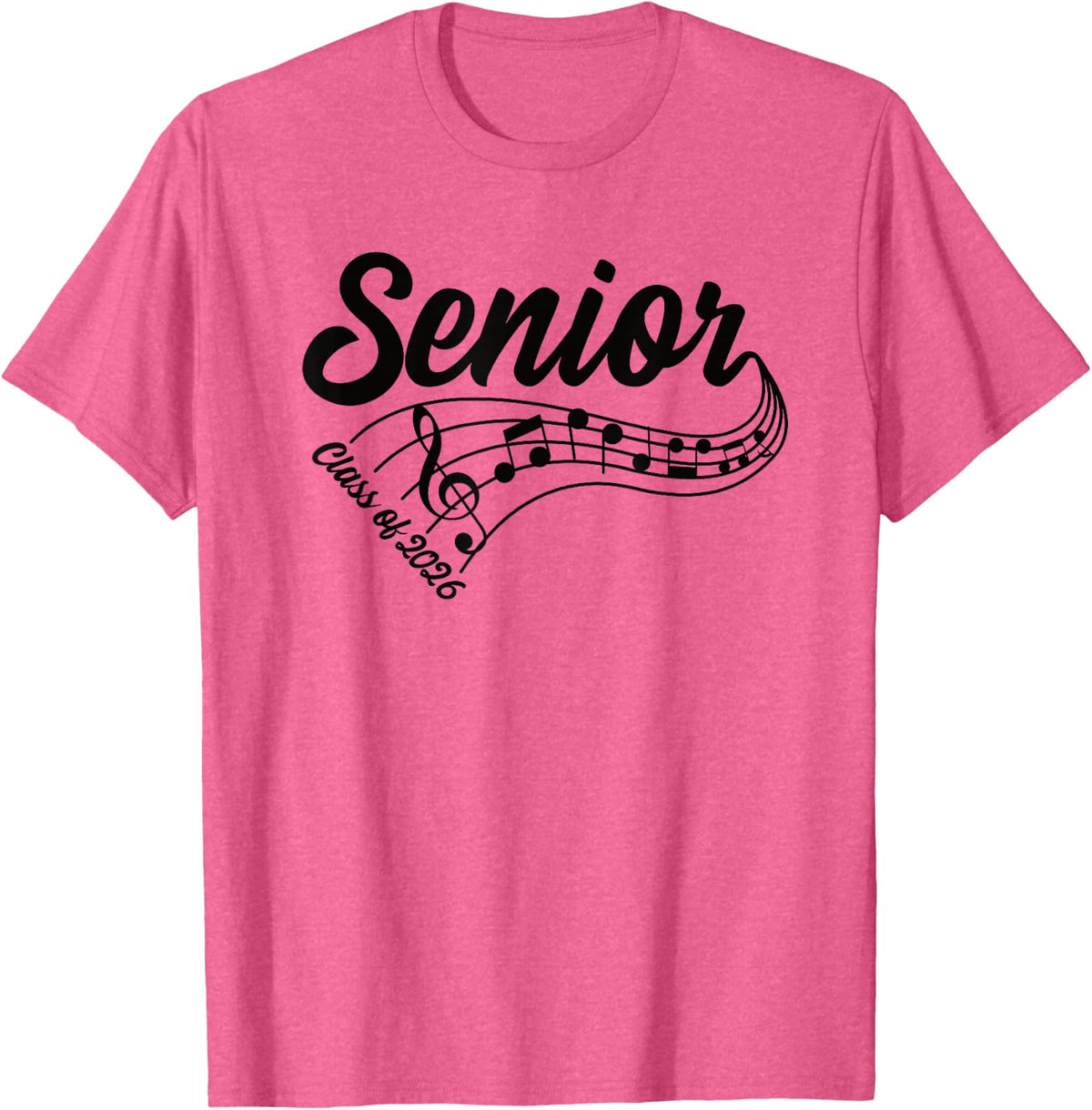 2026 Senior Choir Band Orchestra Class of 2026 Music Notes T-Shirt - Pink Heather