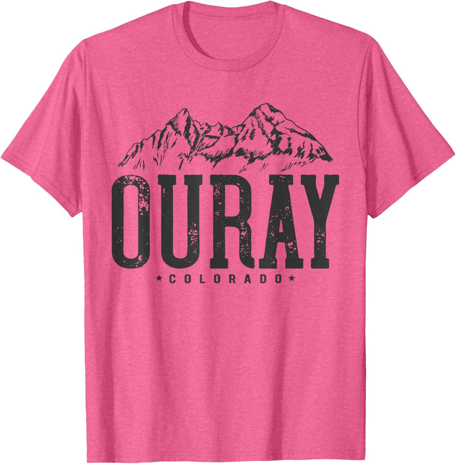 Ouray Mountain I Mountains Ouray Colorado T-Shirt - Pink Heather