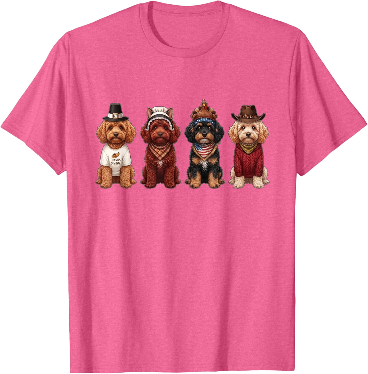 Cute Cavapoo Thanksgiving Fall Dogs T-Shirt - Pink Heather