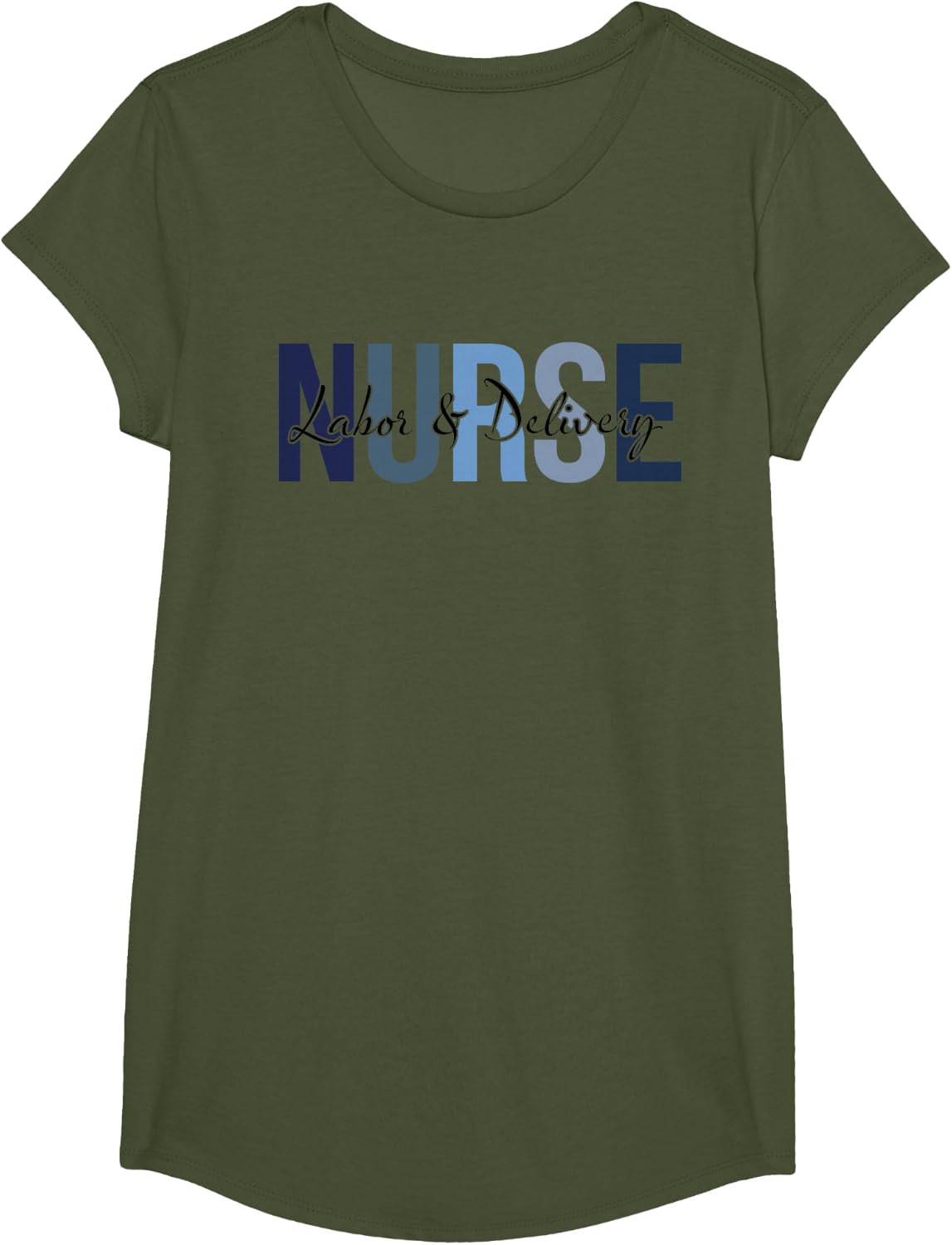 Retro Labor & Delivery Nurse Gifts Womens Nursing Apparel T-Shirt - Girls Olive Green