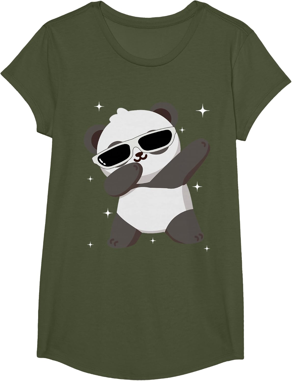 Panda Dabbing Animal T-Shirt Tee for Kids Men Women Wildlife Party Shirts - Girls Olive Green