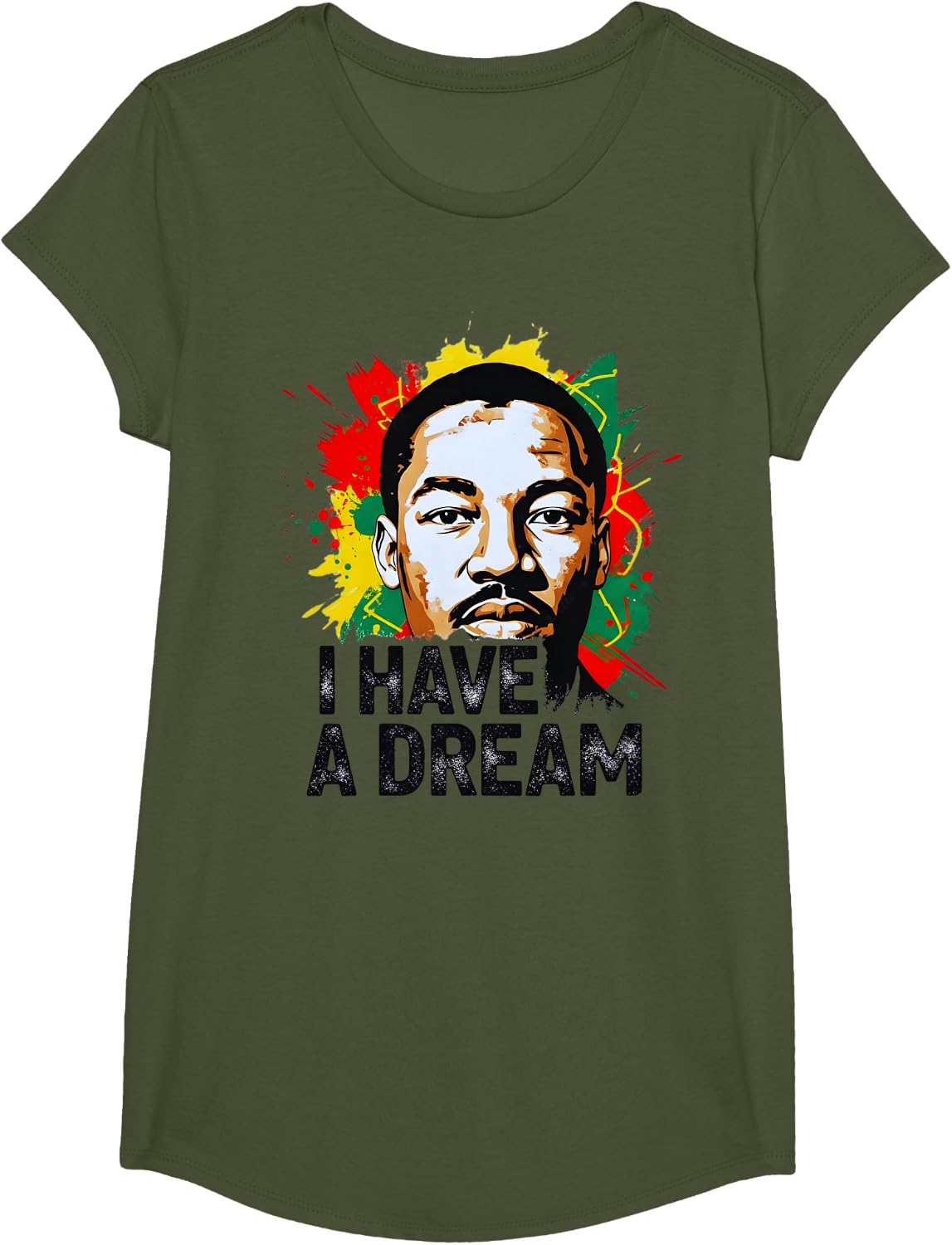 Black History Month Martin Have Dream Luther King Day T-Shirt - Girls Olive Green