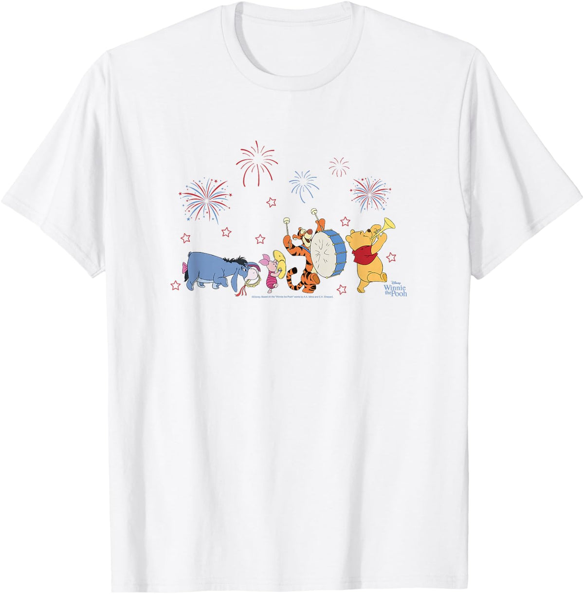 Disney Winnie The Pooh Fireworks 4th of July Parade T-Shirt - White