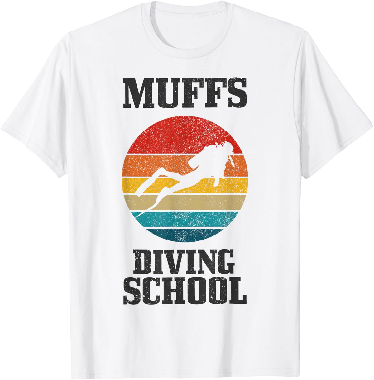 Muffs Diving School Vintage Funny Scuba Diver Gift T-Shirt - White