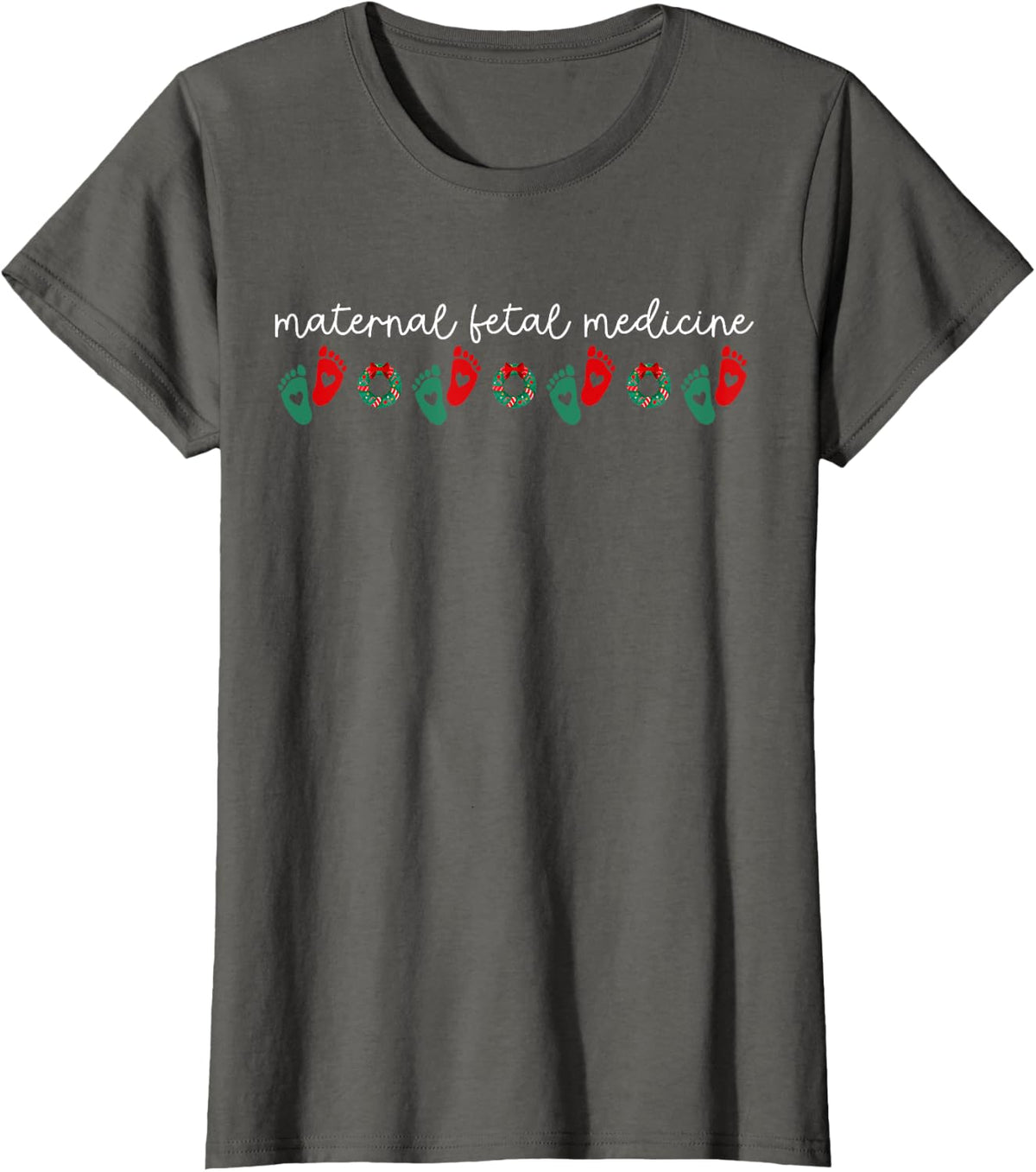 Maternal Fetal Medicine Medicine Sonographer OBGYN Christmas T-Shirt - Asphalt Grey