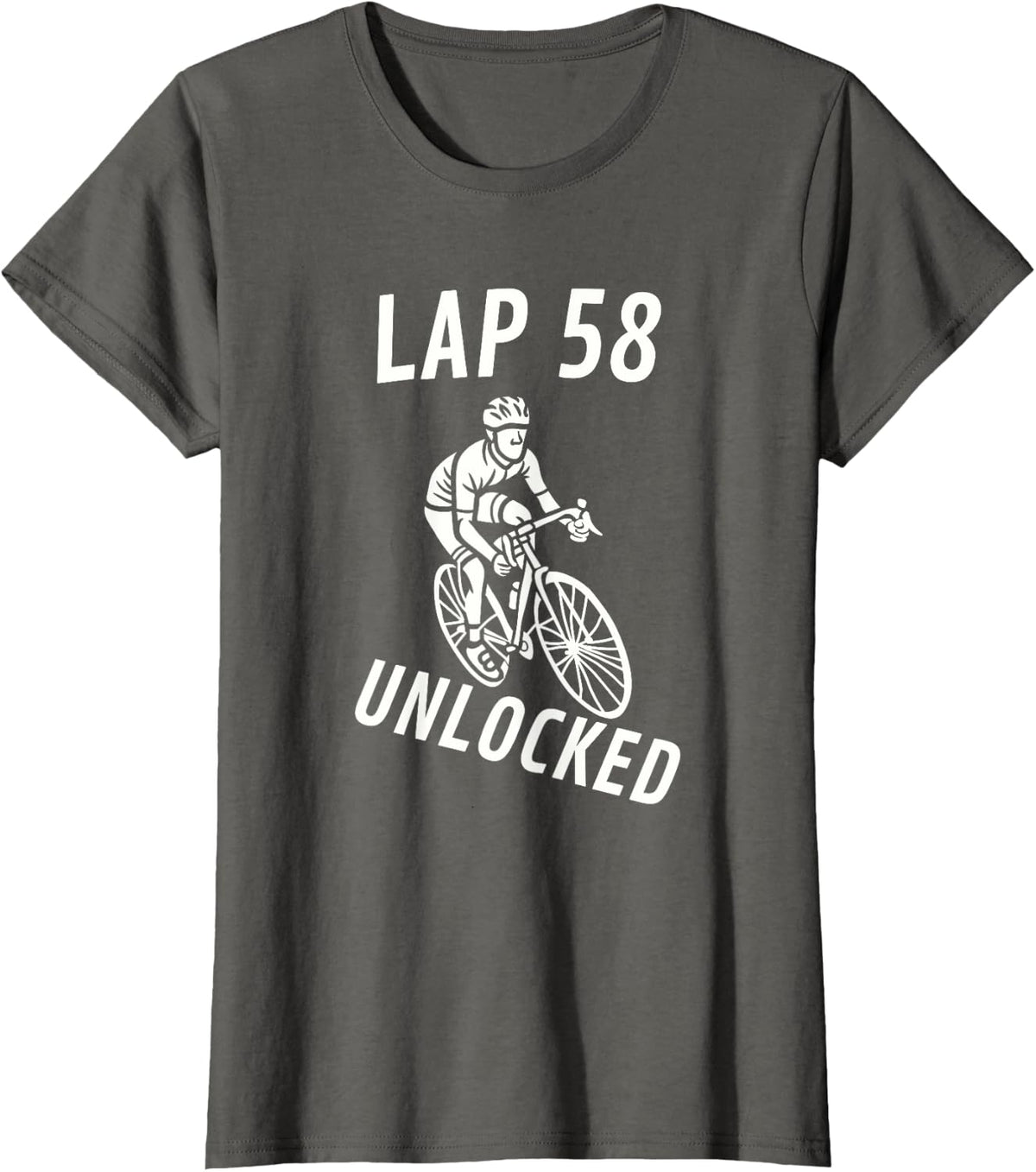 Lap 58 Unlocked Shirt Funny Cyclist Bike 58th Birthday Gift T-Shirt - Asphalt Grey