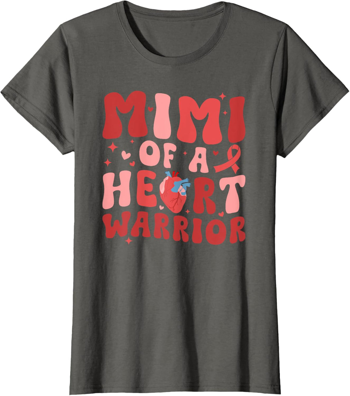 Mimi Of A CHD Warrior Mimi Congenital Heart Disease Mimi T-Shirt - Asphalt Grey