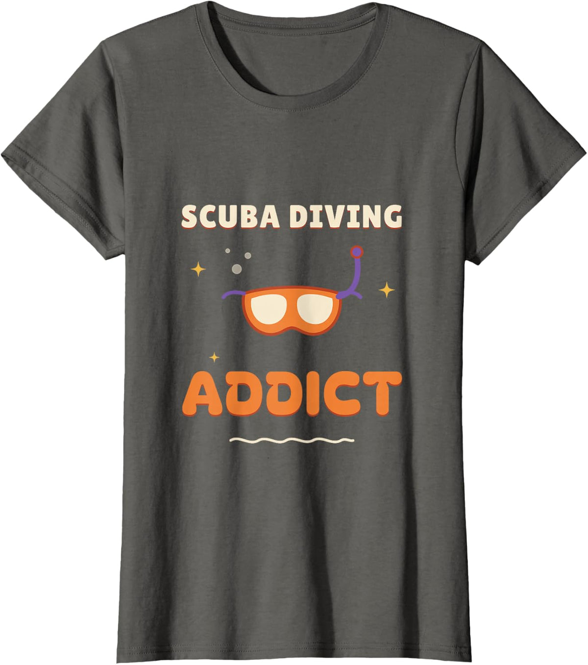 Scuba Diving Addict Funny Retro Dive Mask Ocean Gift T-Shirt - Asphalt Grey