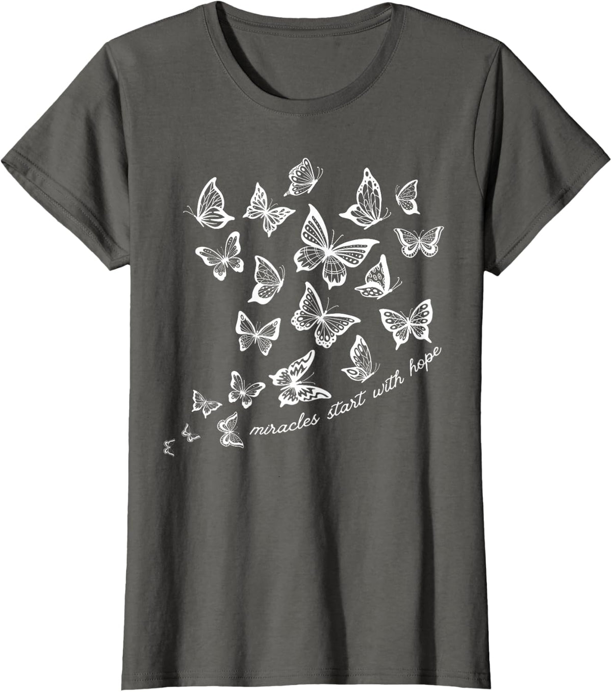 IVF Butterfly Embryo Transfer Day Miracles Start Hope T-Shirt - Asphalt Grey