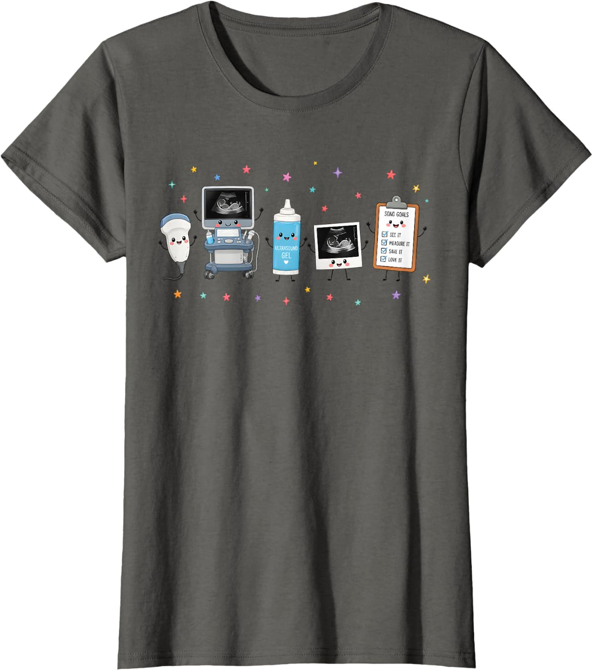 Funny Sonographer Ultrasound Tech Sonography Cute Women T-Shirt - Asphalt Grey