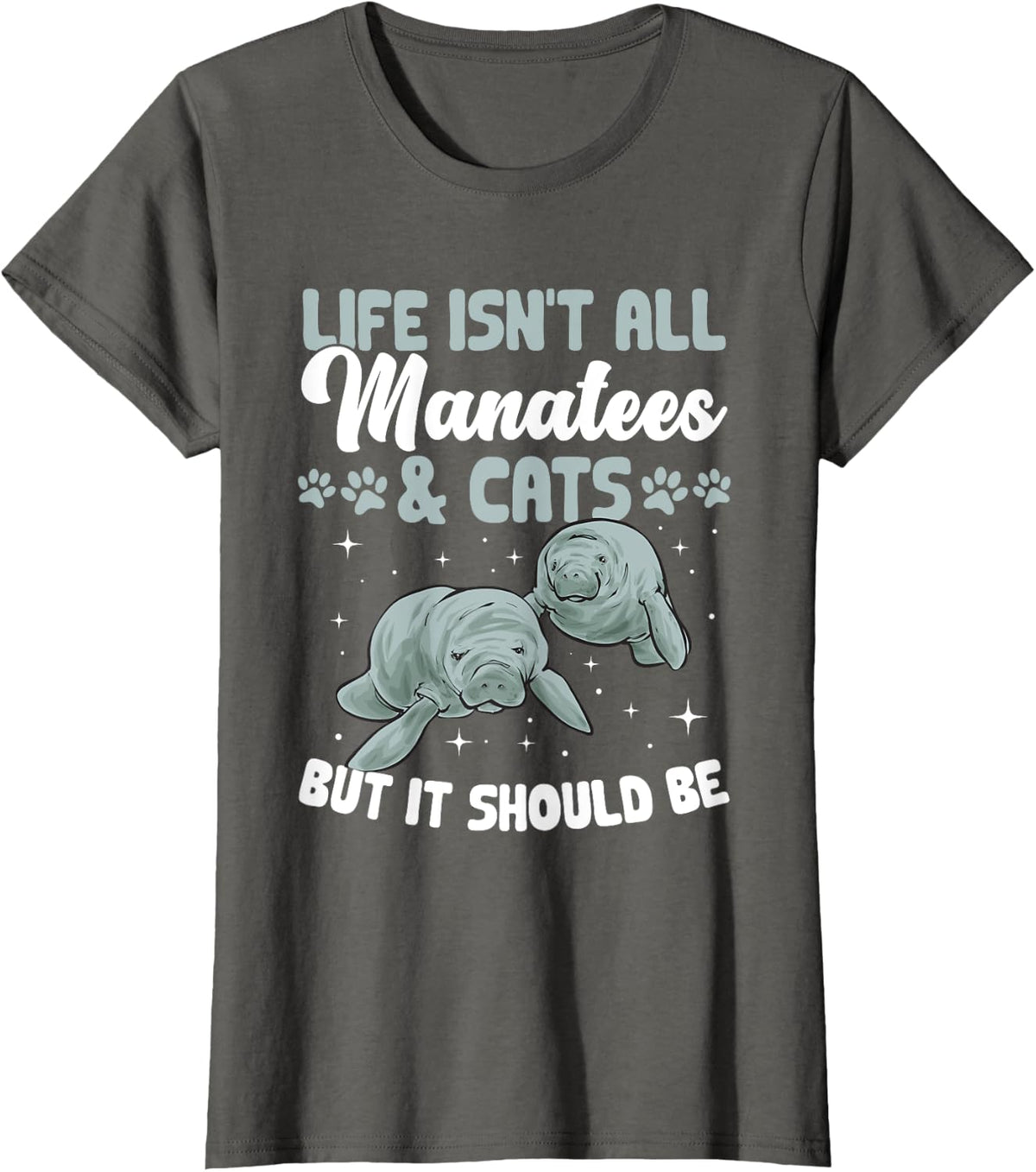 Manatee Cats Sea Animal Manatee T-Shirt - Asphalt Grey