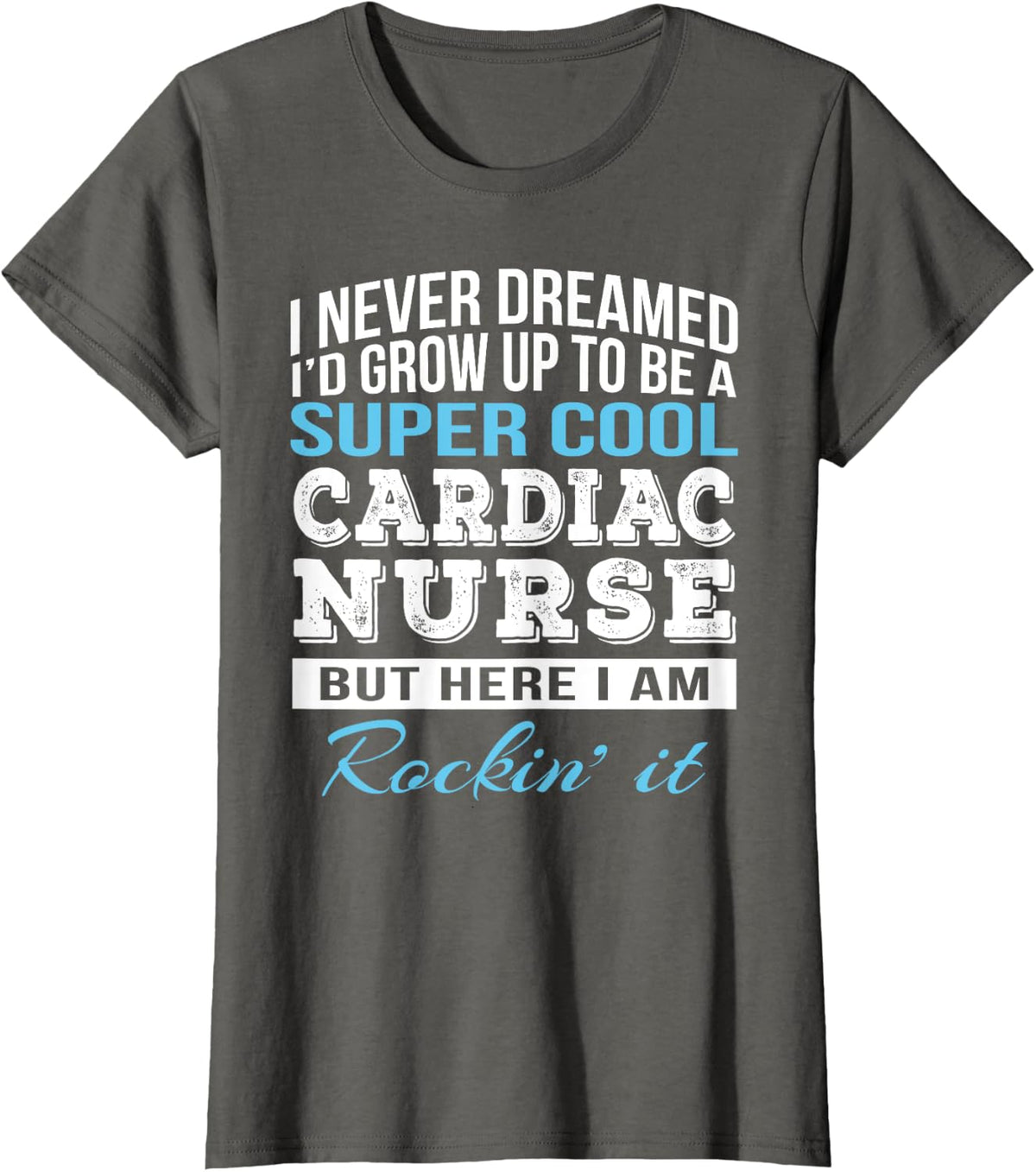 Funny Cardiac Nurse Gift T-Shirt - Asphalt Grey
