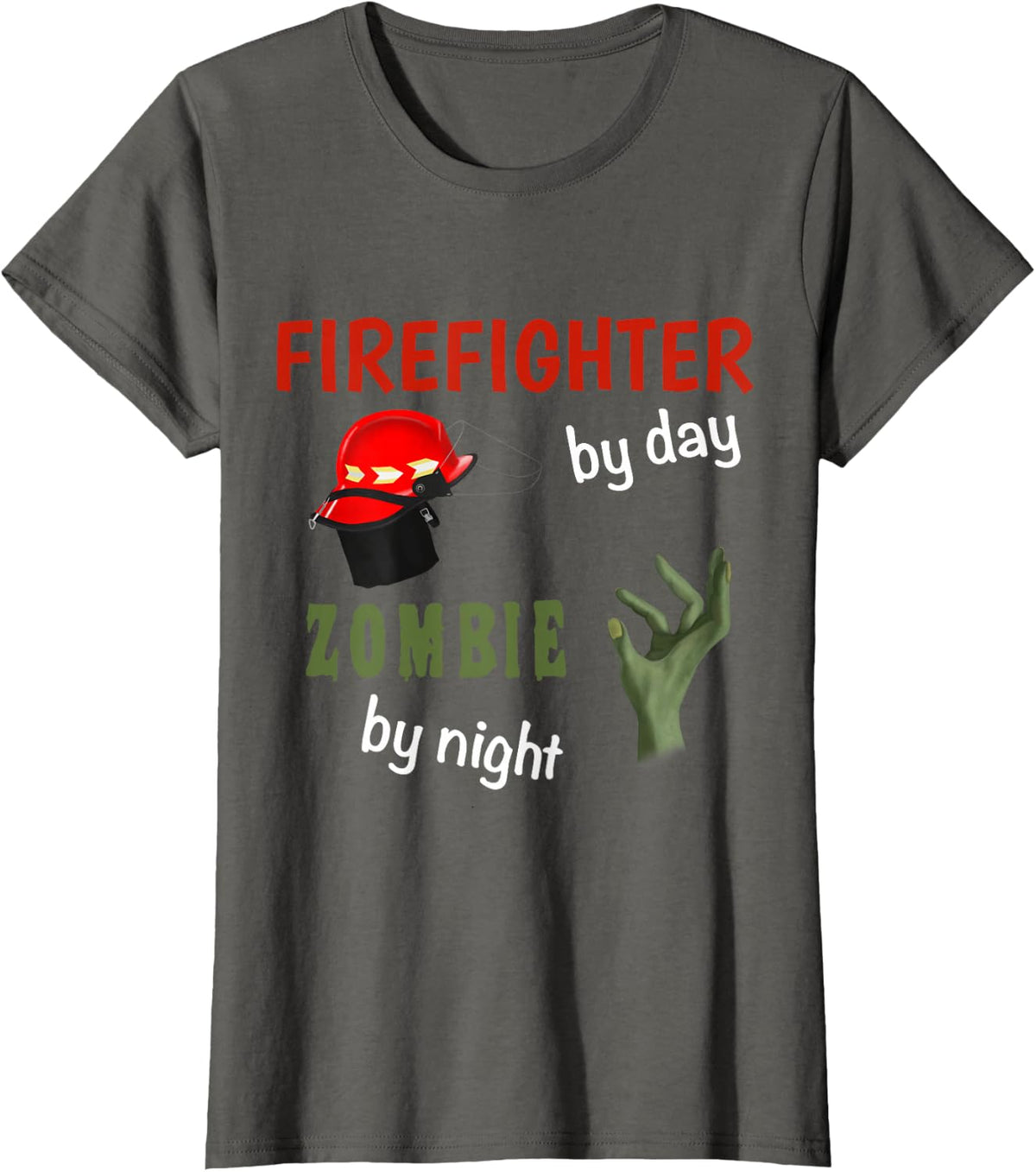 Zombie Firefighter - Funny Halloween Fireman Gift T-Shirt - Asphalt Grey