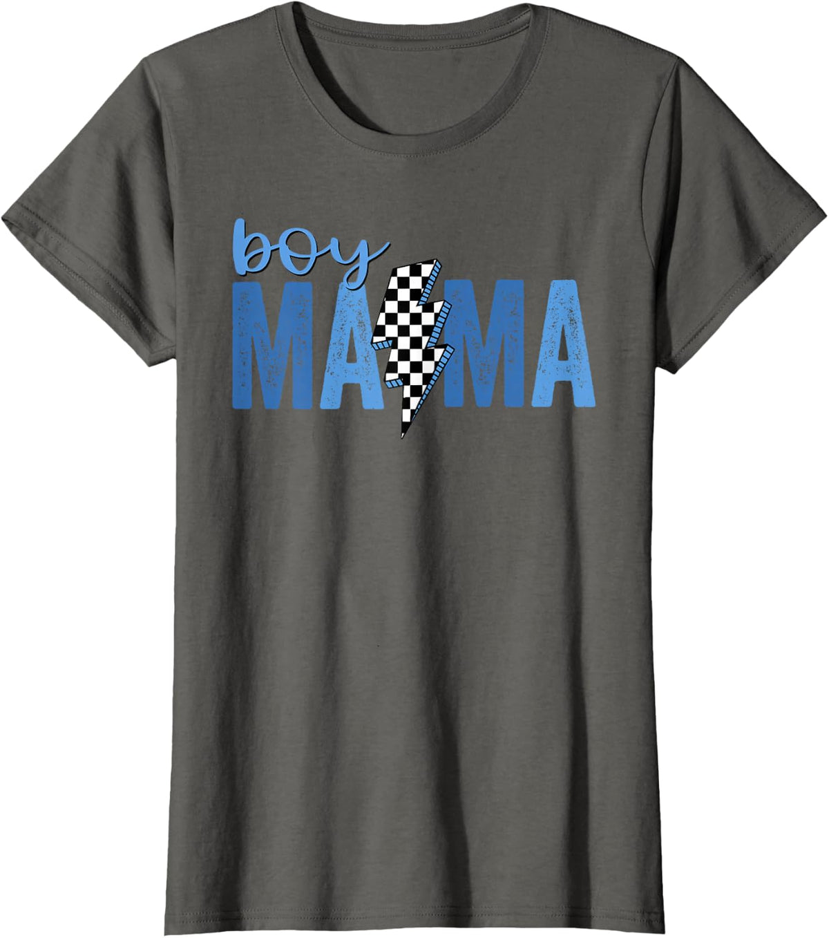 Boy Mama Lightning Mommy Funny Happy Mother's Day Mom Life T-Shirt - Asphalt Grey