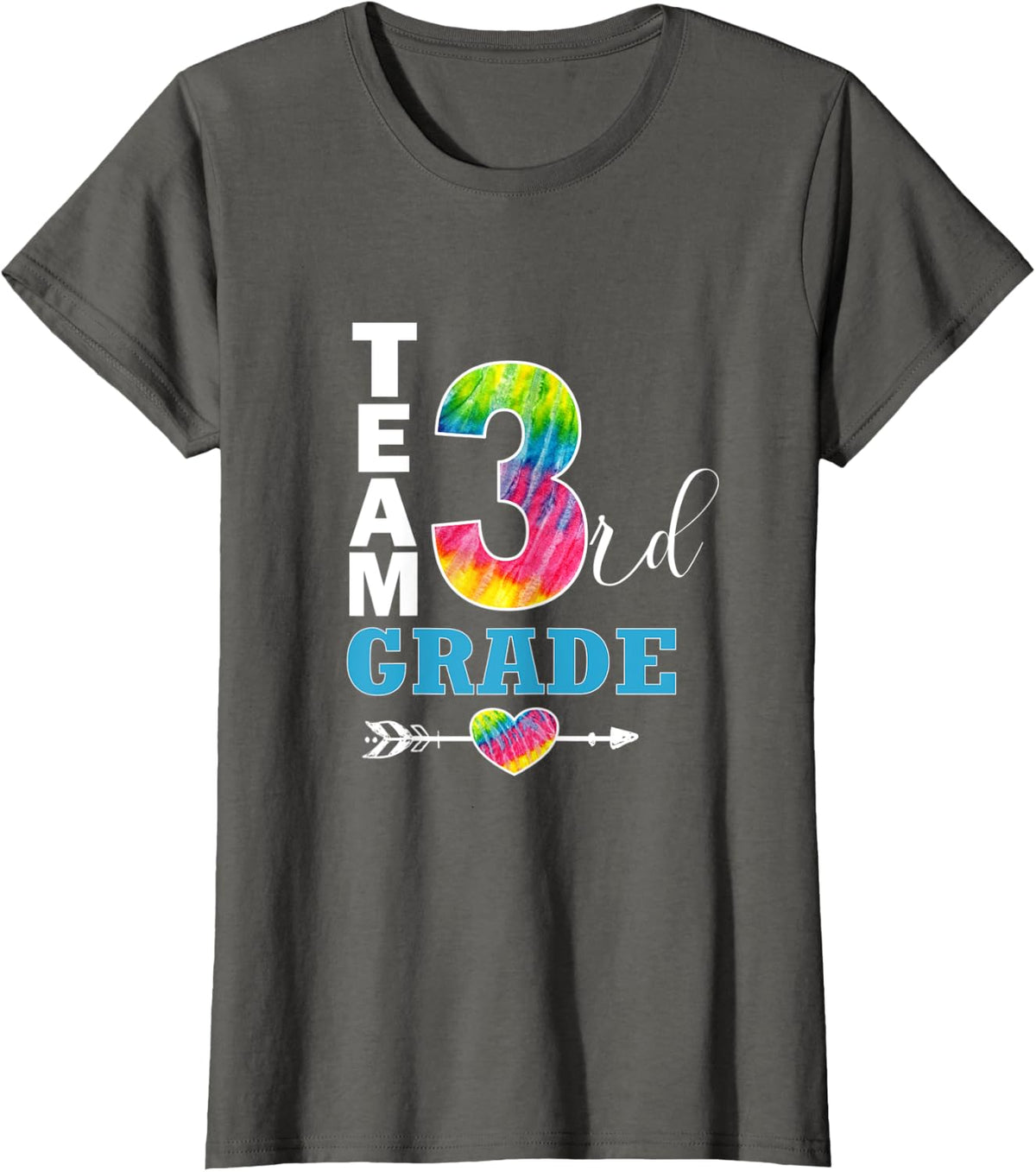 Team Third Grade Tie Dye Jersey Style Teacher Student School T-Shirt - Asphalt Grey