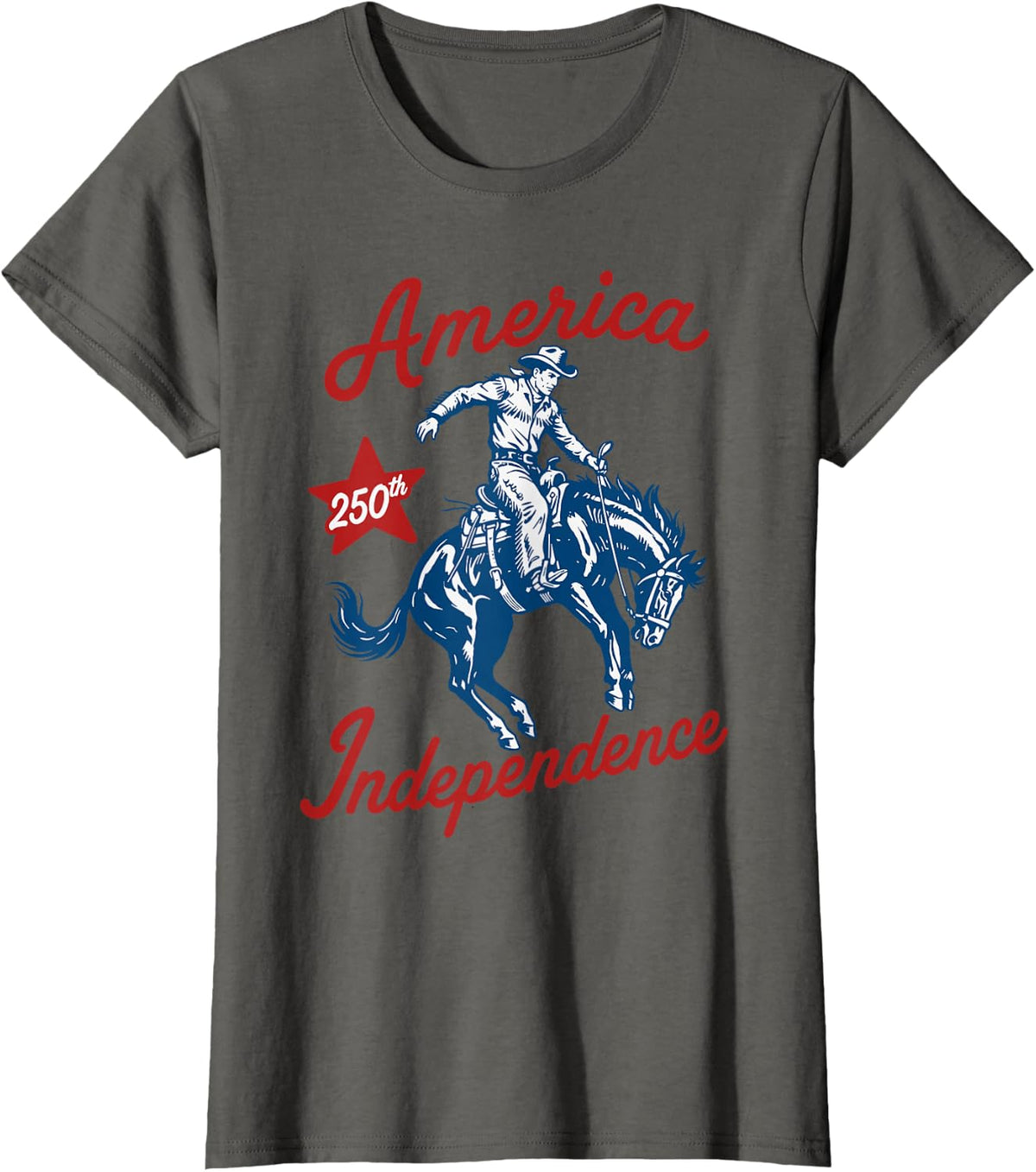 USA 250th Anniversary Patriotic Western Freedom 4th of July T-Shirt - Asphalt Grey