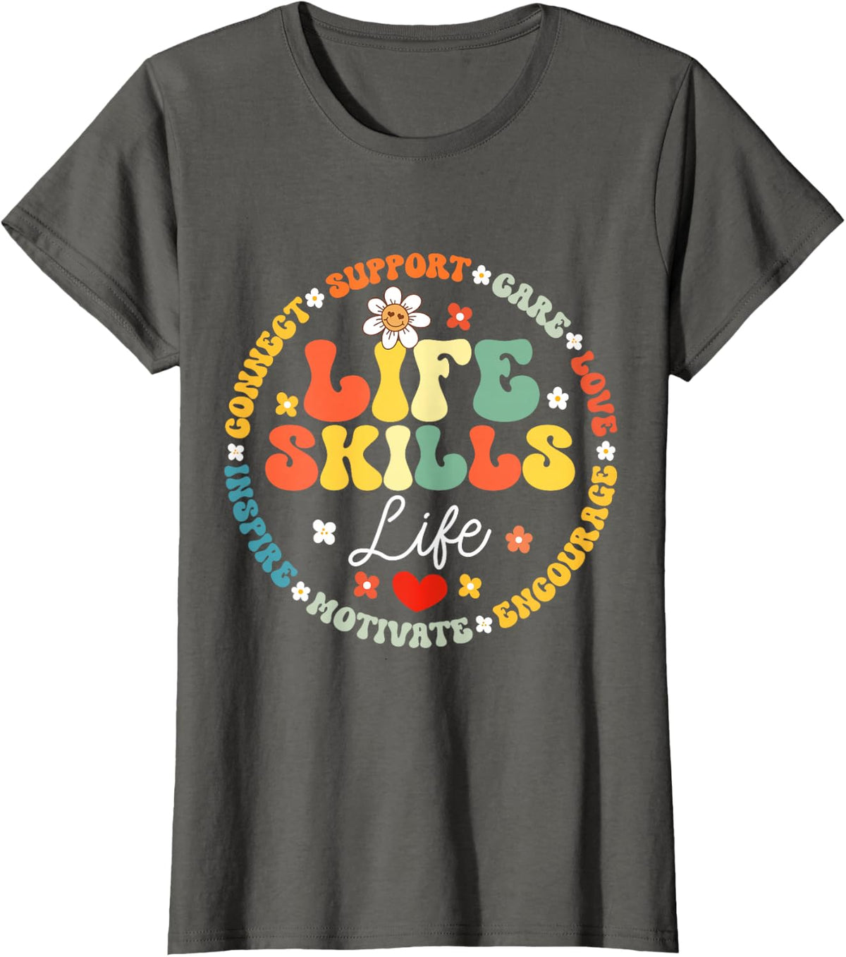 Groovy Life Skills Team Teacher Special Ed SPED Squad T-Shirt - Asphalt Grey